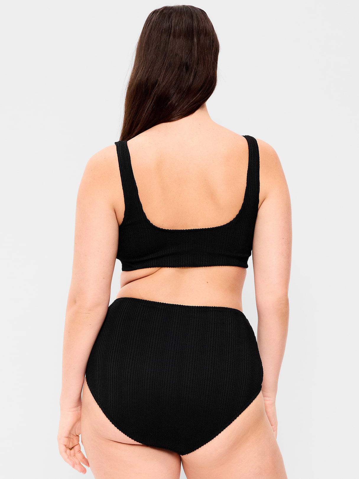 Ribbed Scoop-Neck Swim Top - Black Jack