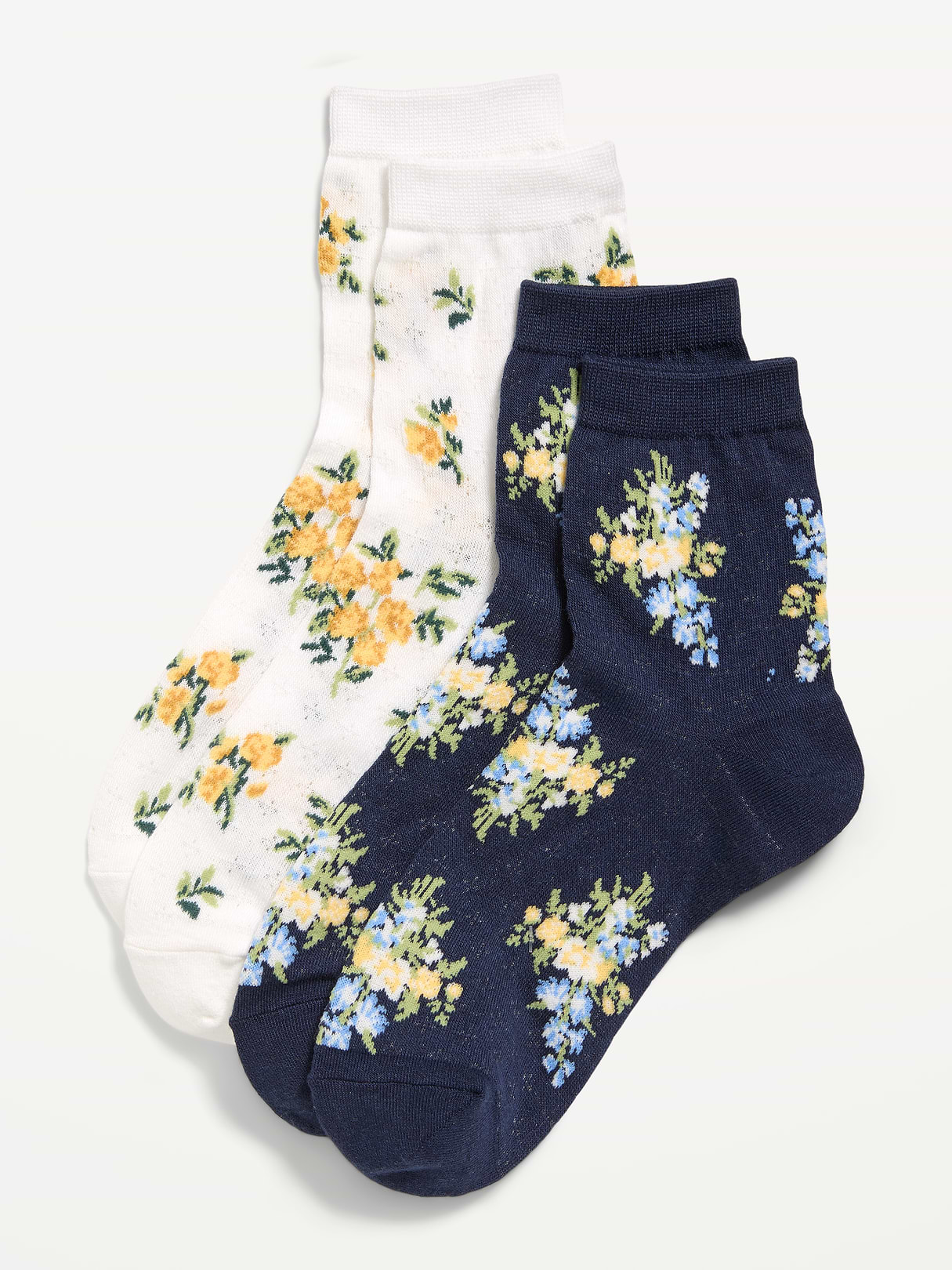 Floral Crew Socks 2-Pack for Women - Cool