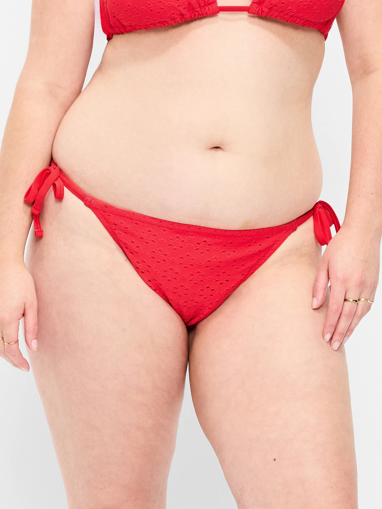 Eyelet String Bikini Swim Bottoms - Amaryllis