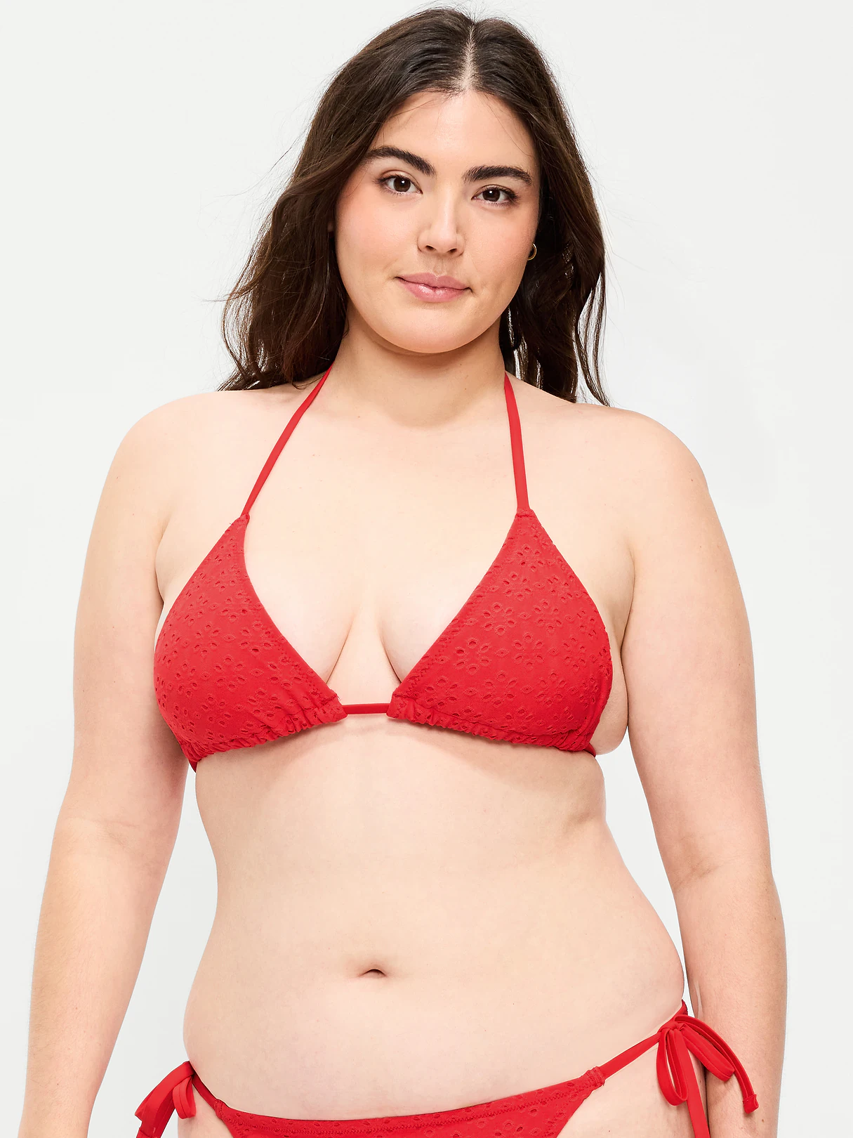 Pique Triangle String Bikini Swim Top - Amaryllis