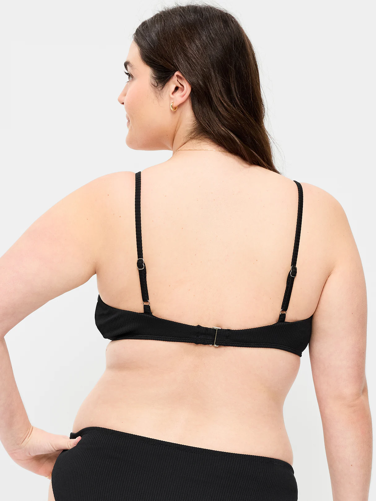 Ribbed Bra Bikini Swim Top - Black Jack