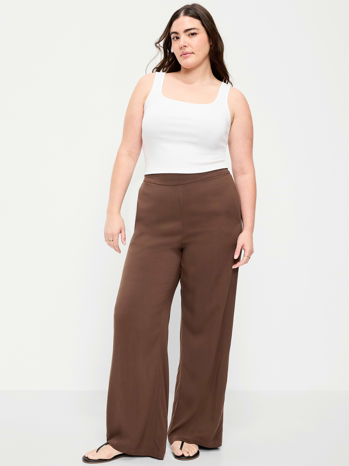 High-Waisted Playa Wide-Leg Pants - Peppercorn