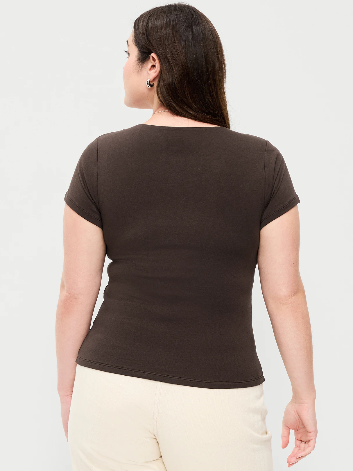Hug Double-Layer Scoop-Neck Top - Black Coffee