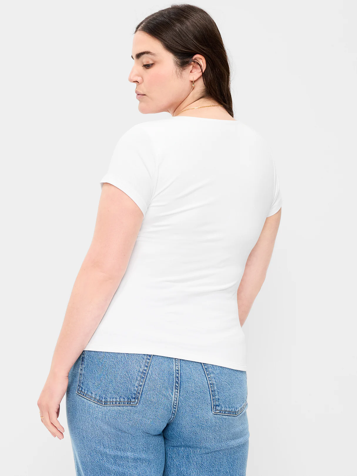 Hug Double-Layer Scoop-Neck Top - Calla Lilies