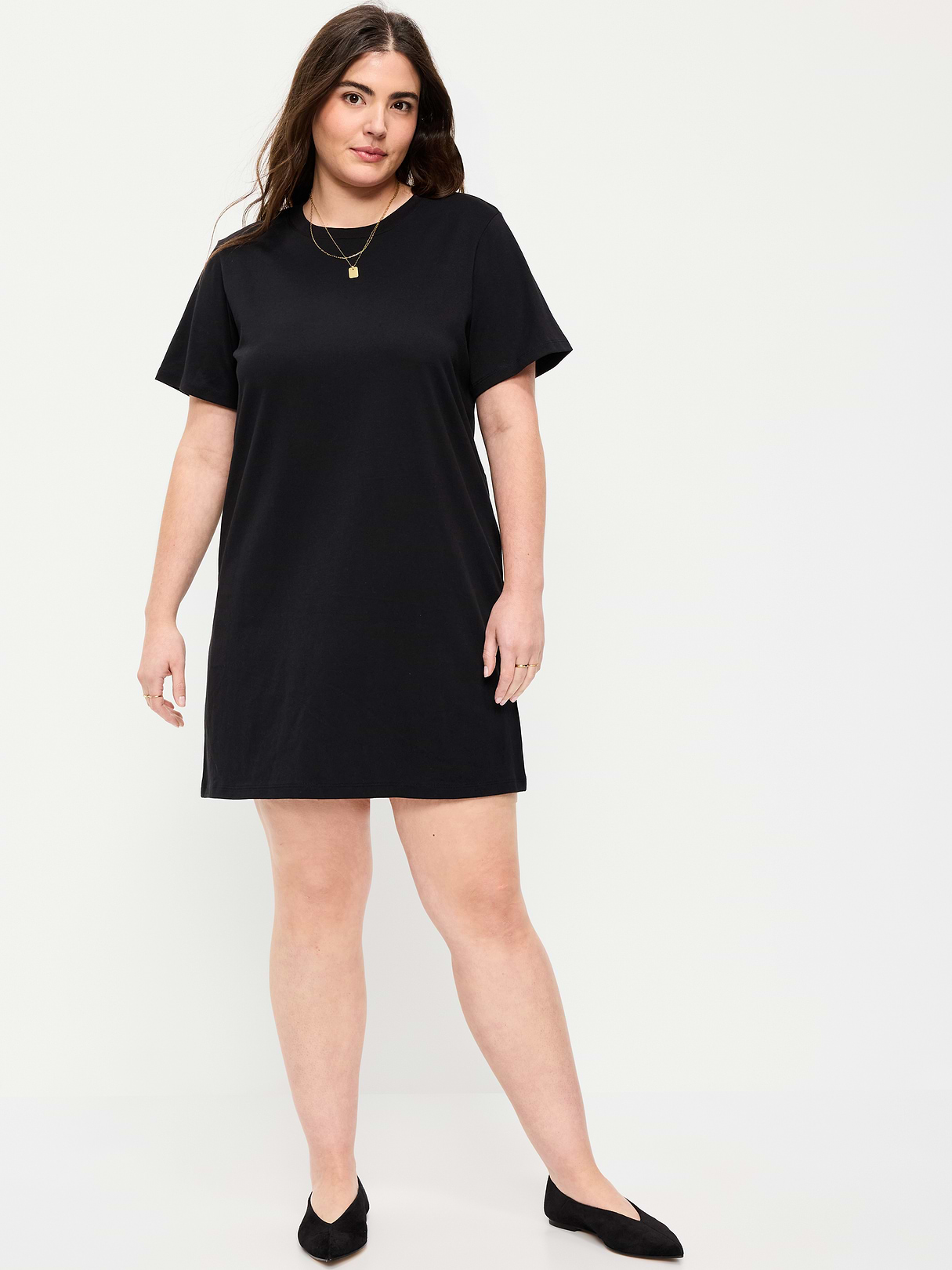 Vintage Crew-Neck Mini T-Shirt Dress - Black Jack