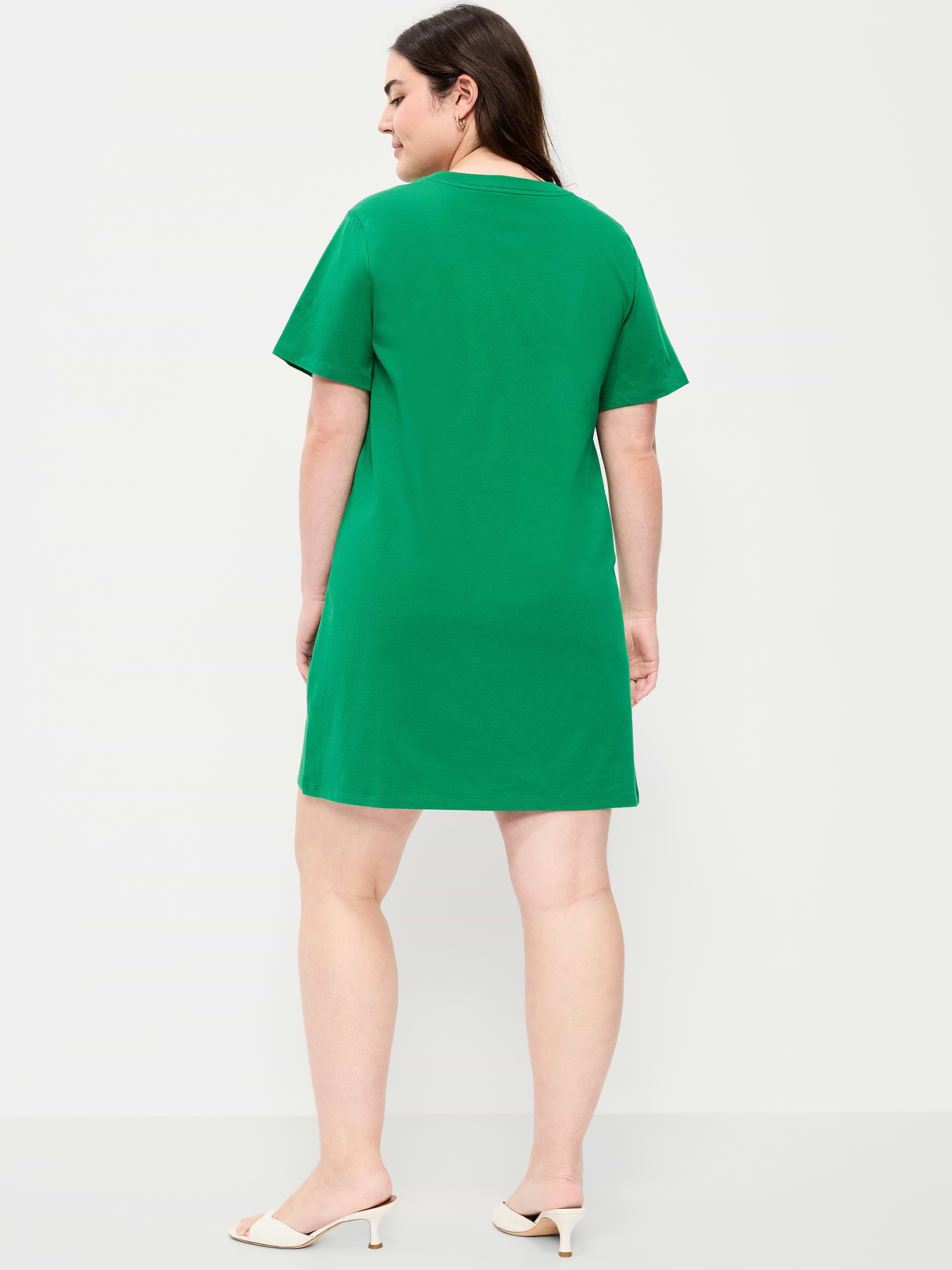 Vintage Crew-Neck Mini T-Shirt Dress - Emerald Pigment