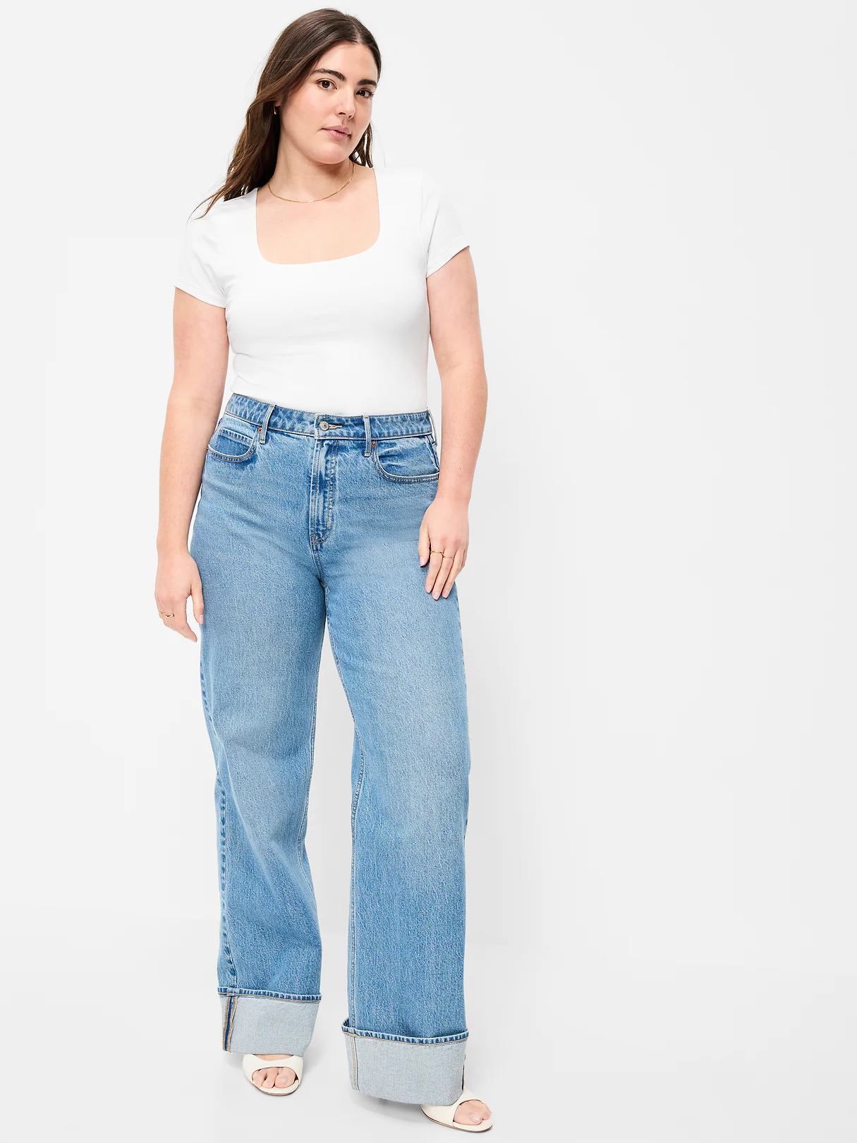 Hug Double-Layer Scoop-Neck Top - Calla Lilies
