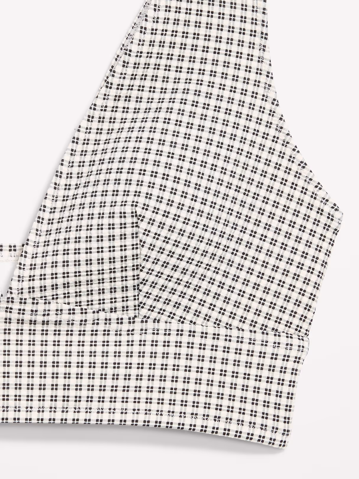 V-Neck Longline Bikini Swim Top - Black/White Gingham