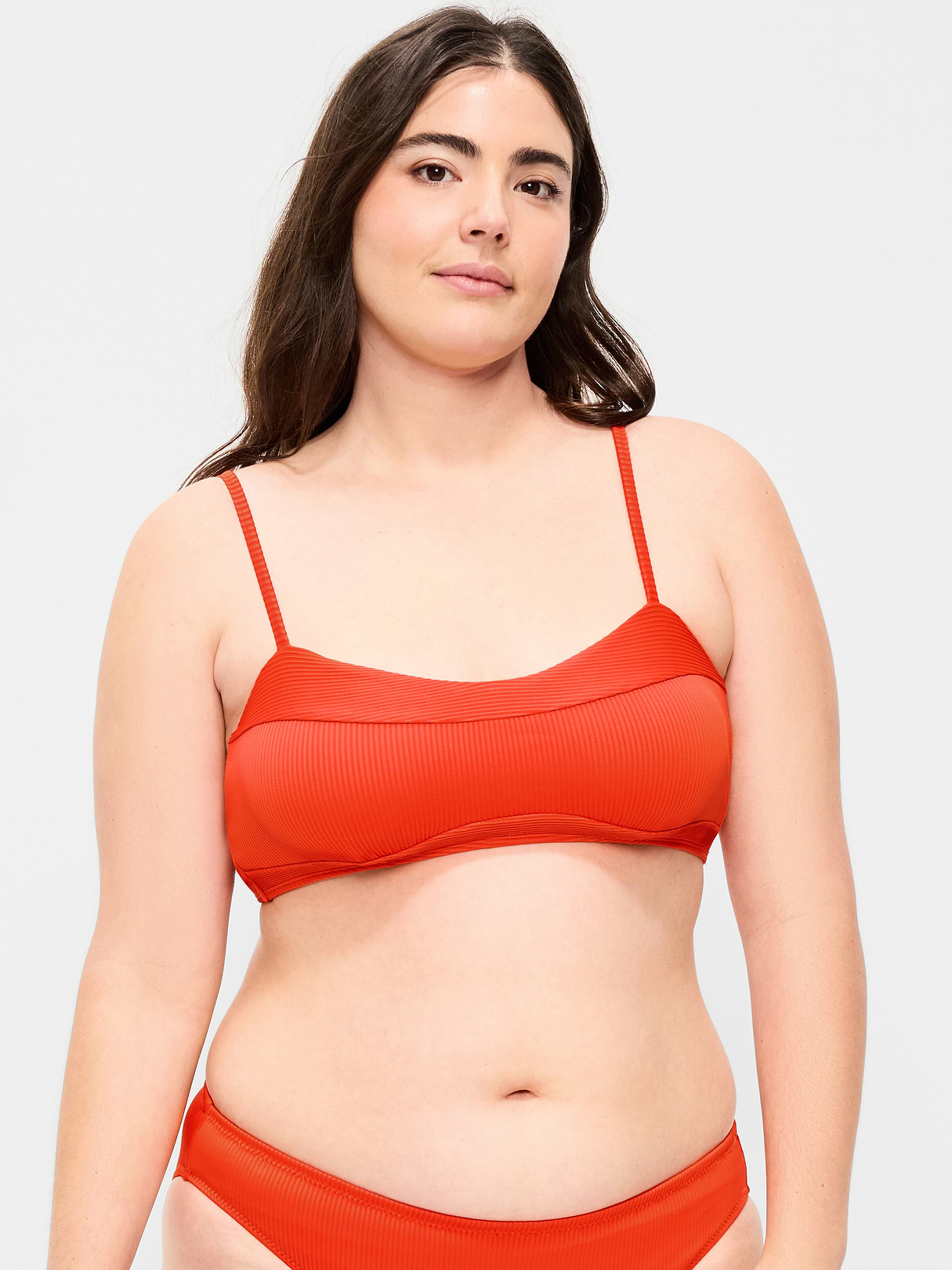 Ribbed Bra Bikini Swim Top - Ornament Orange