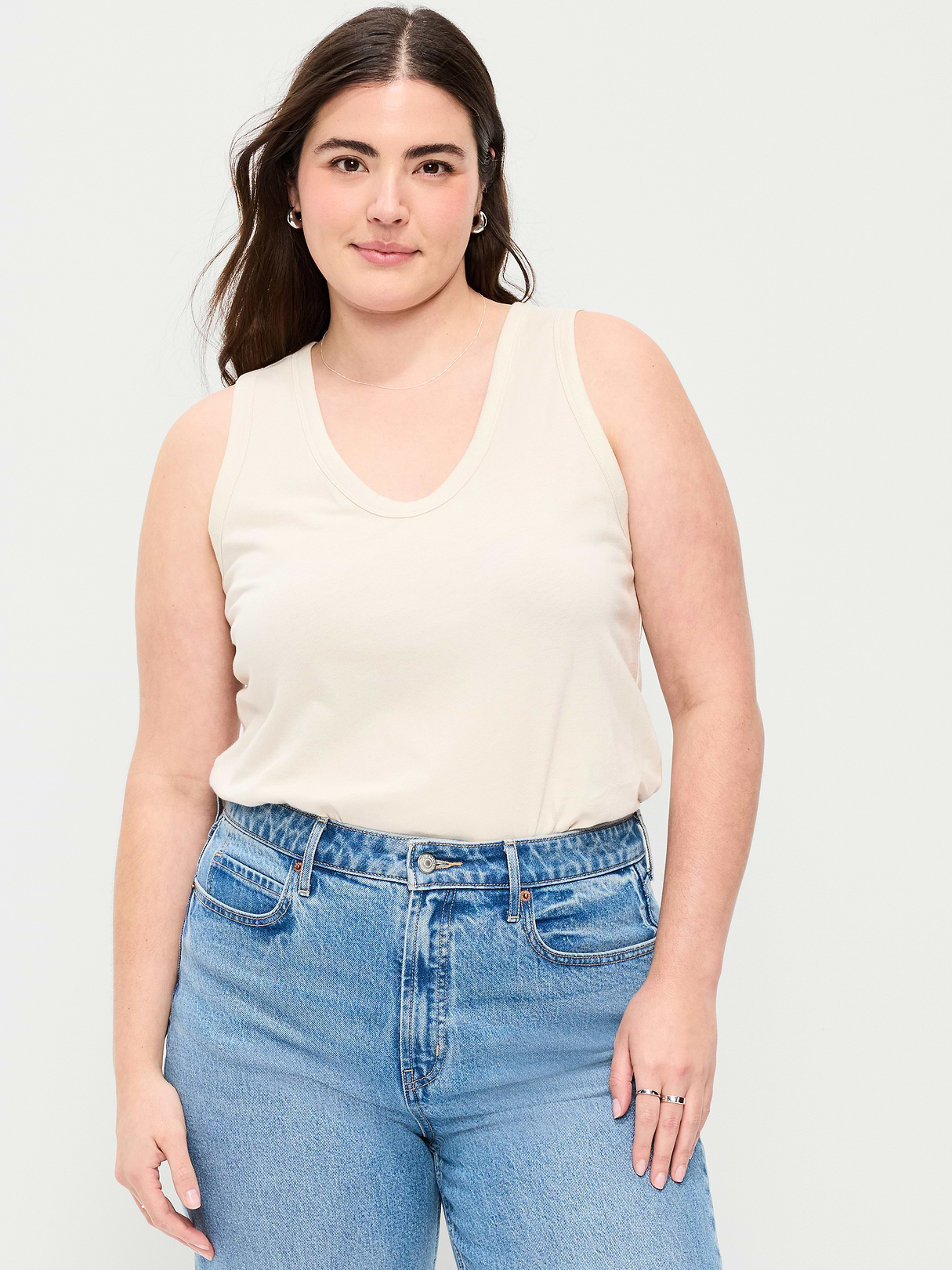 Relaxed Scoop-Neck Tank Top - Wish Bone