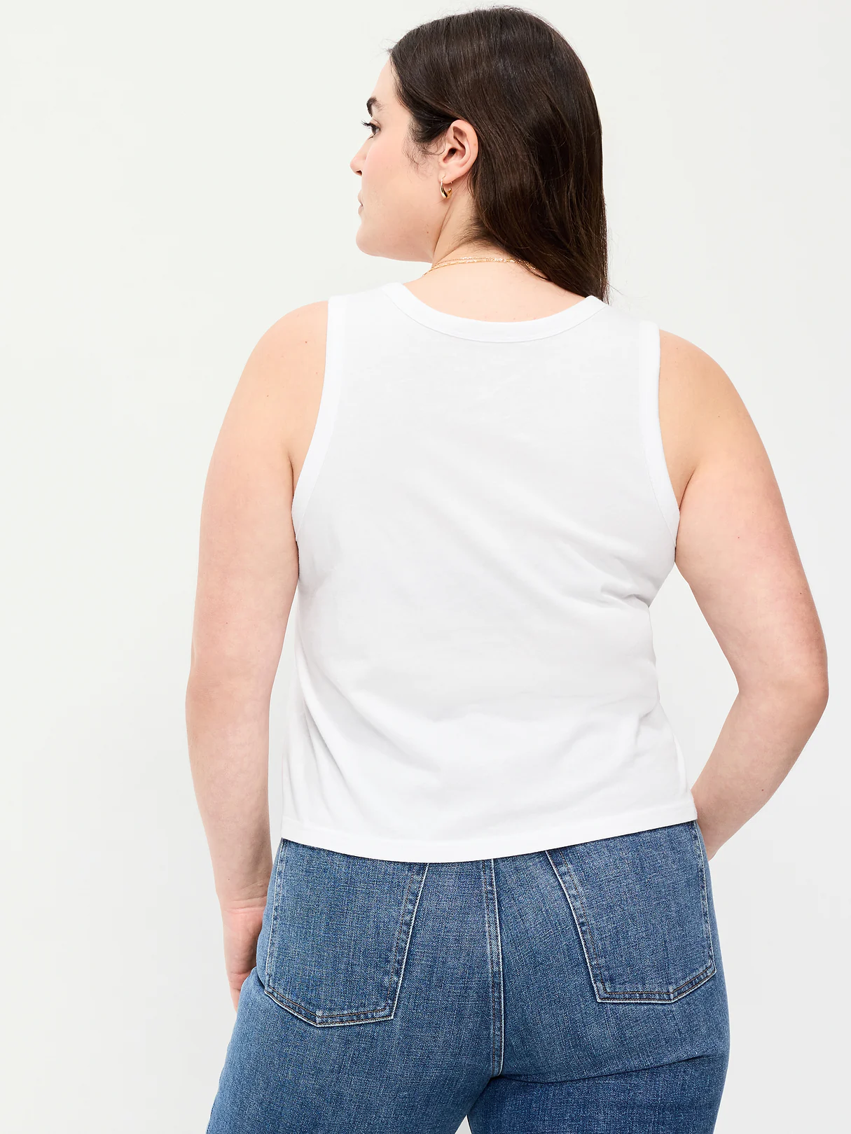 Relaxed Scoop-Neck Tank Top - White Lilies