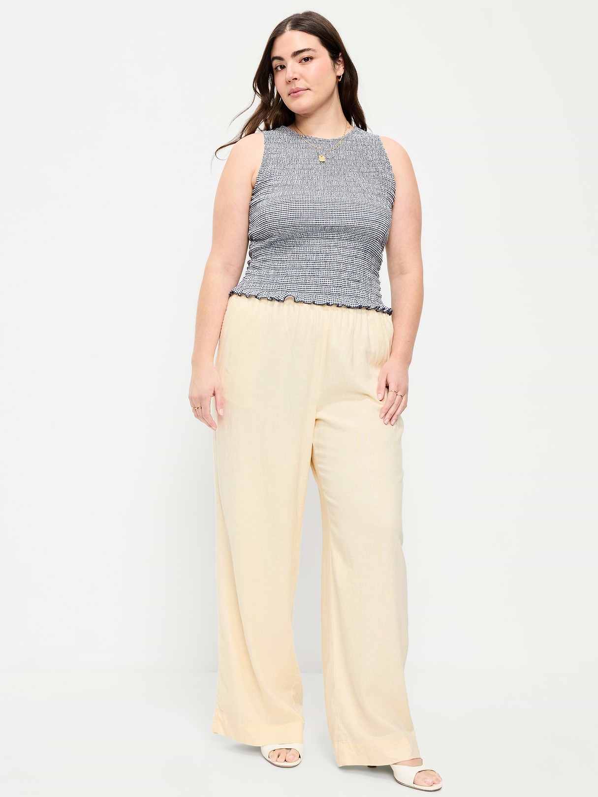 High-Waisted Linen-Blend Super Wide-Leg Pants - Celestine