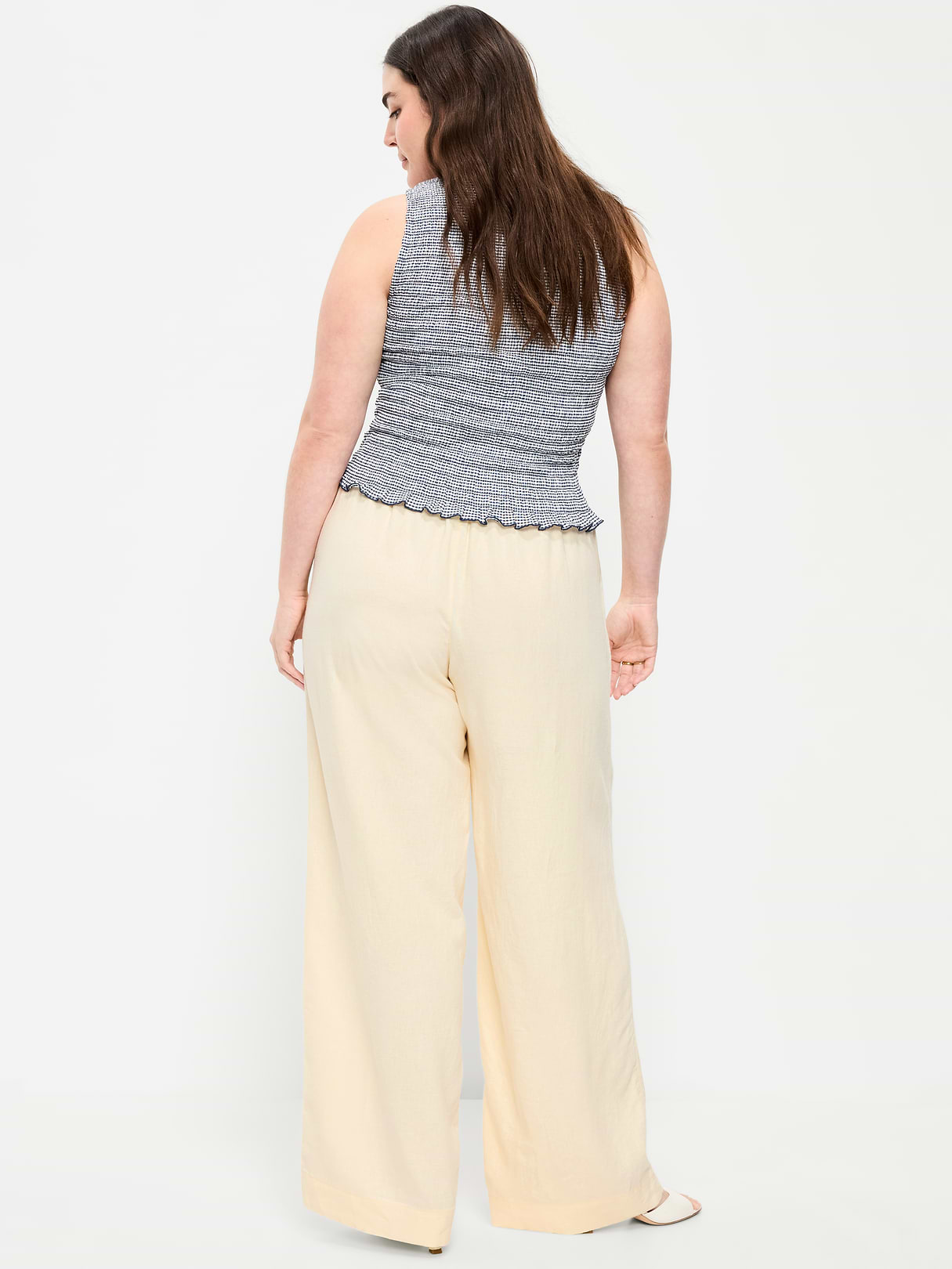 High-Waisted Linen-Blend Super Wide-Leg Pants - Celestine