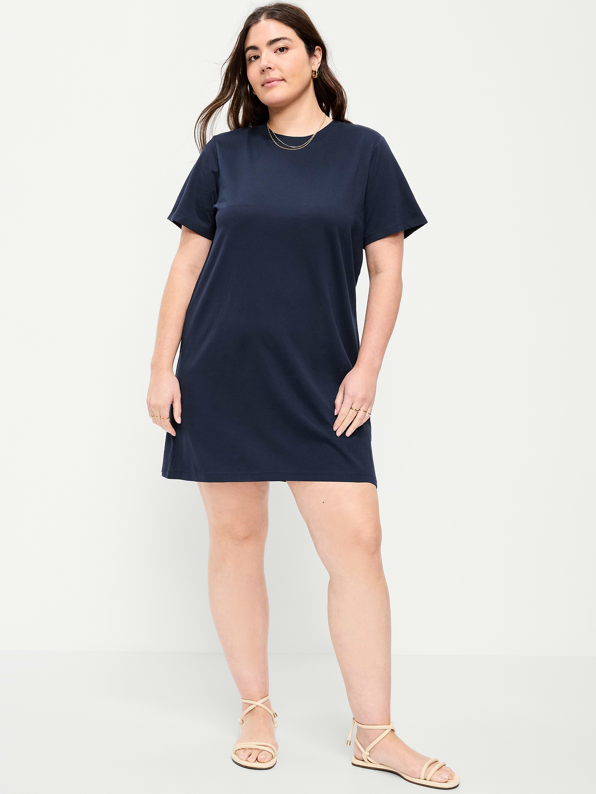 Vintage Crew-Neck Mini T-Shirt Dress - In the Navy