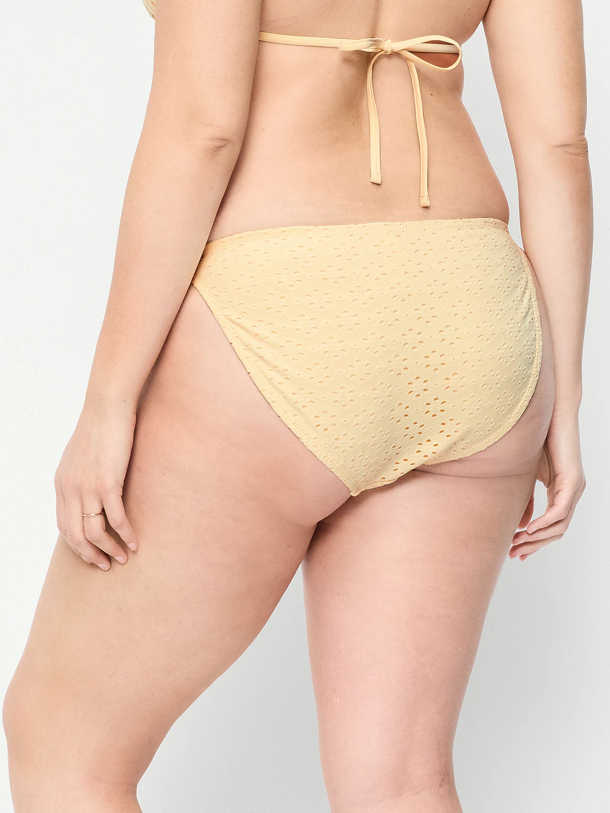 Eyelet String Bikini Swim Bottoms - Golden Straw