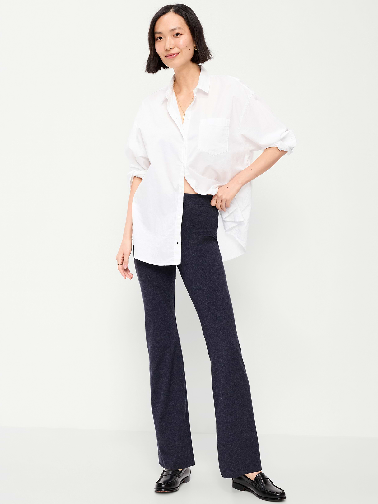 High-Waisted Flare Leggings - In the Navy