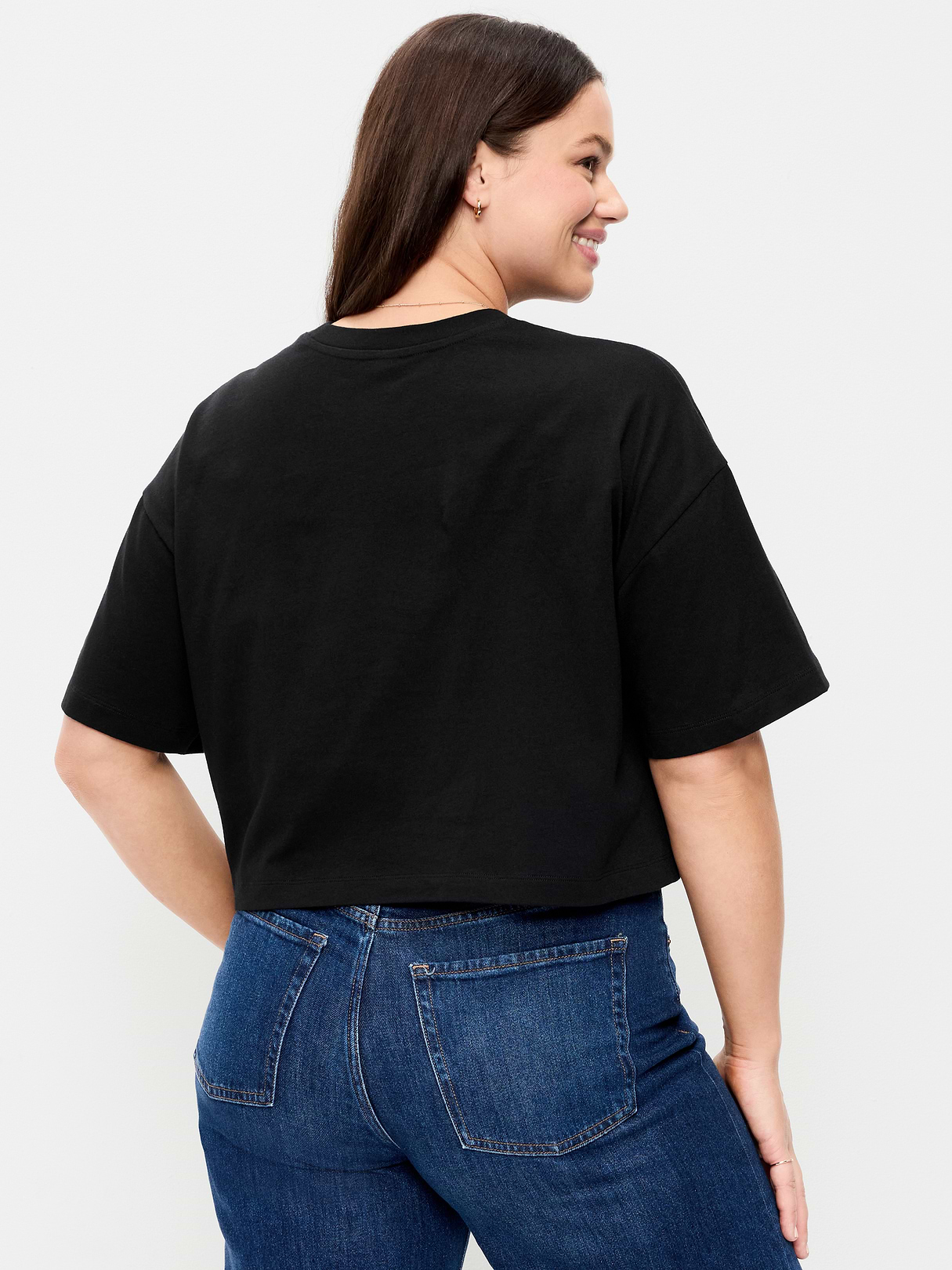 Vintage Crew-Neck Oversized Crop T-Shirt - Black Jack 3