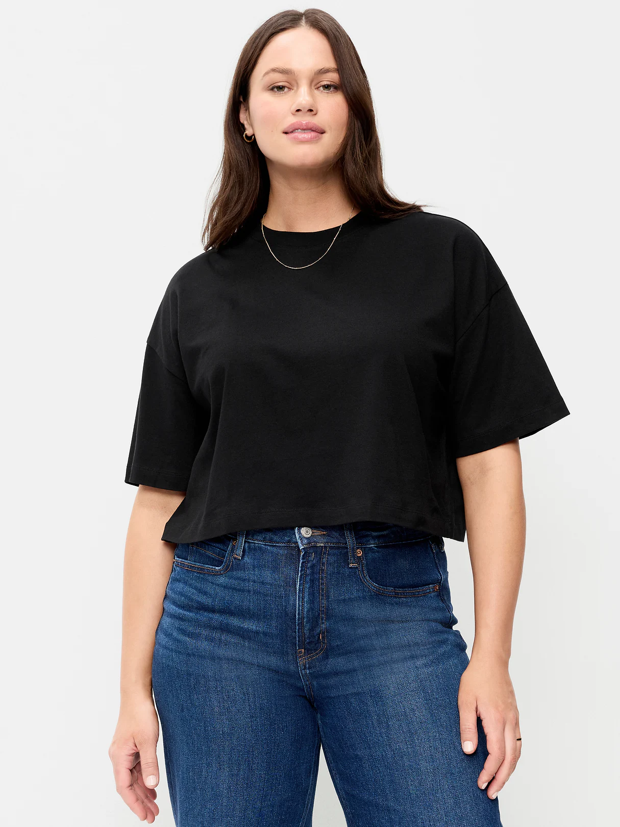 Vintage Crew-Neck Oversized Crop T-Shirt - Black Jack 3