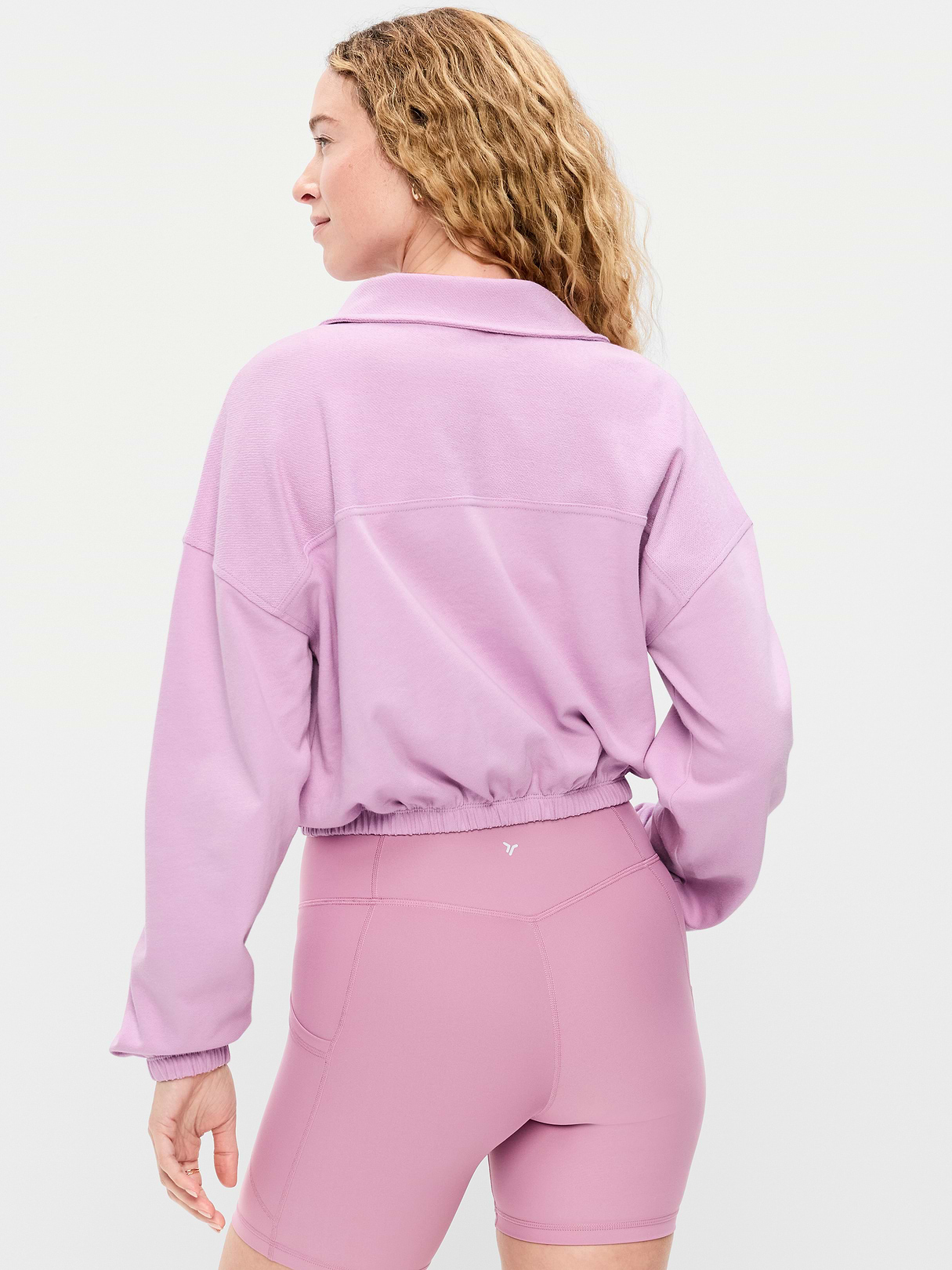 Button-Up Funnel-Neck Sweatshirt - Wild Aster