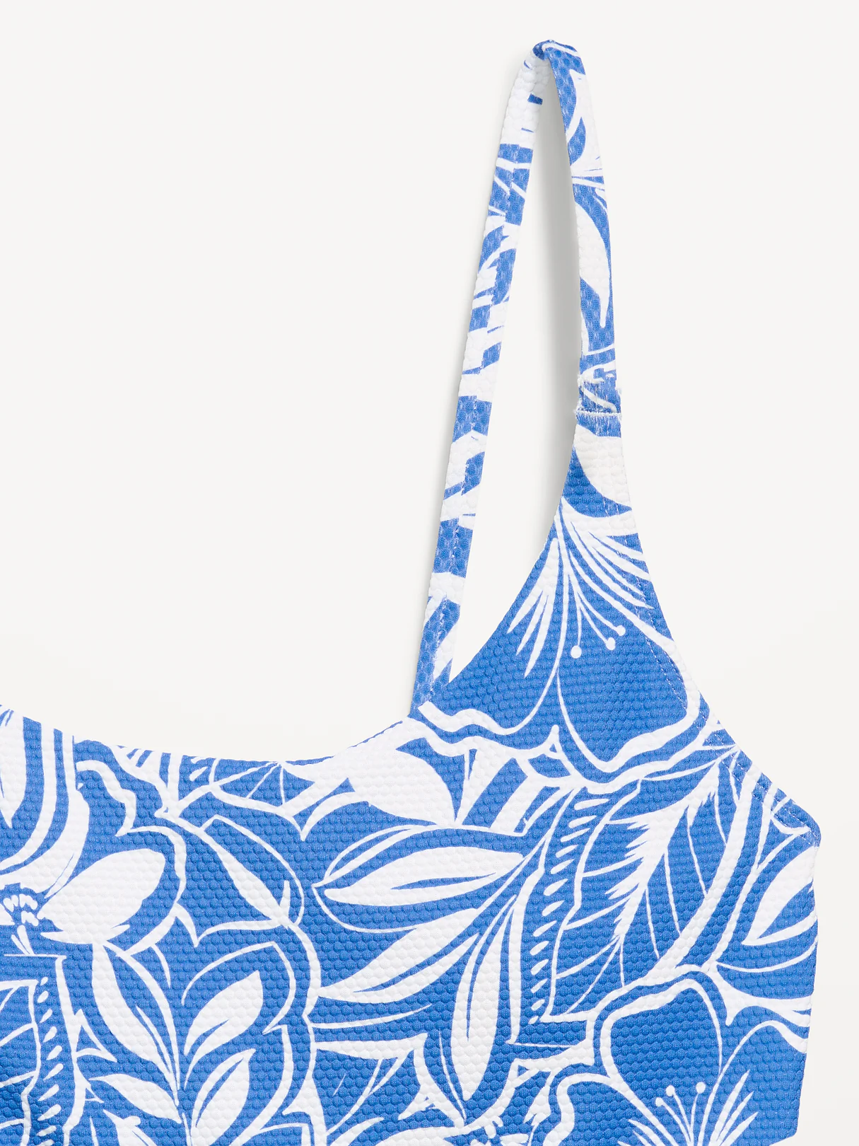 Textured Swim Romper - Blue Floral