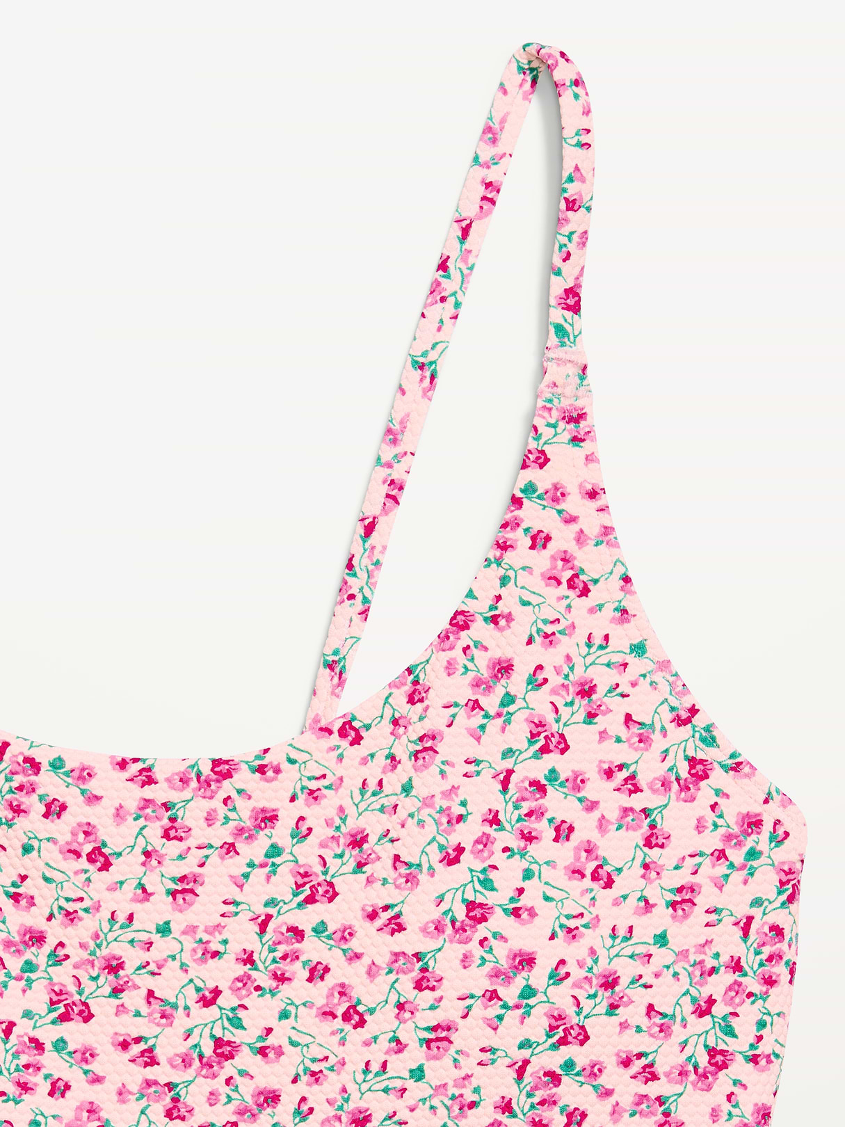 Textured Swim Romper - Pink Floral