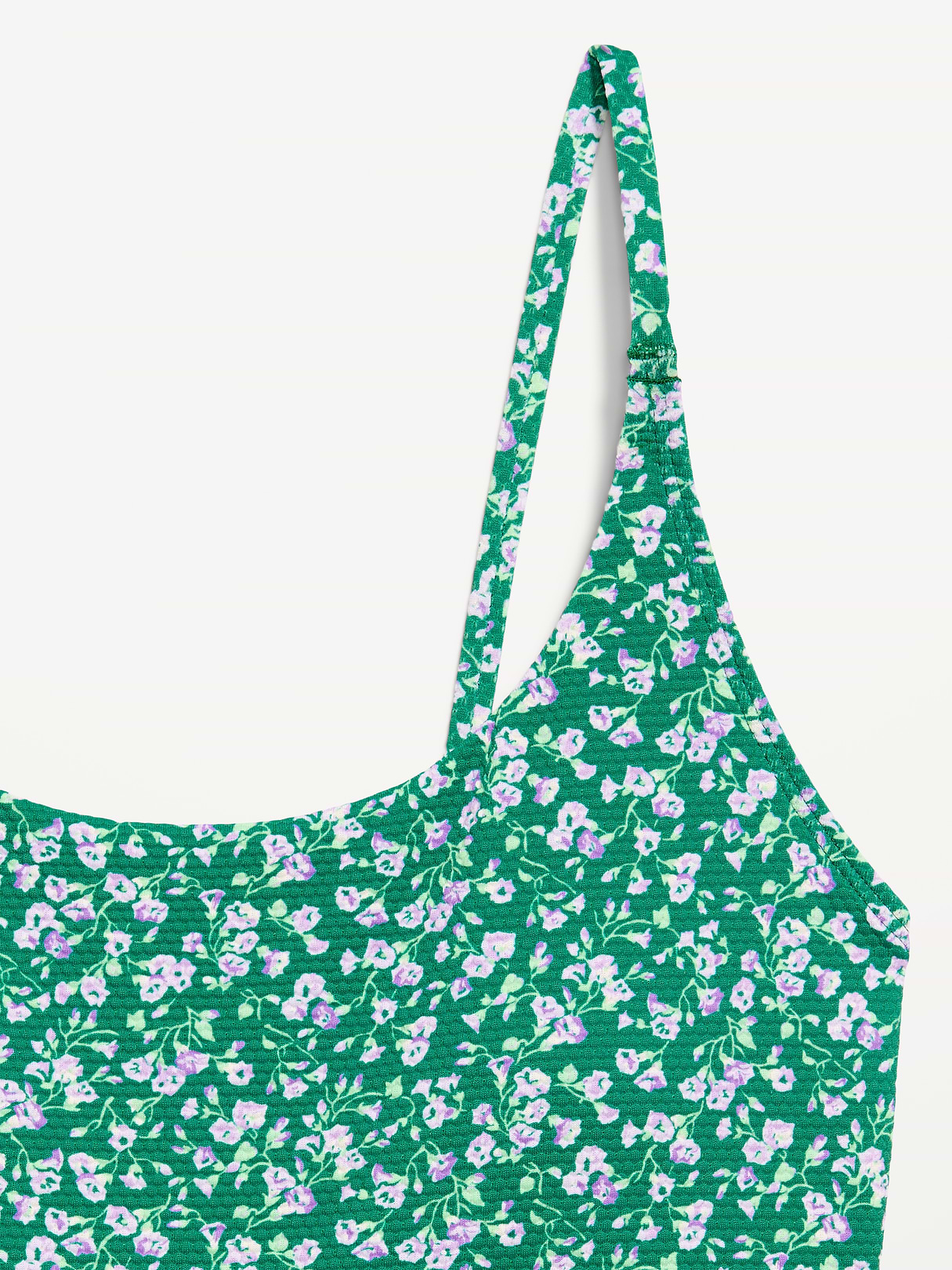 Textured Swim Romper - Green Floral