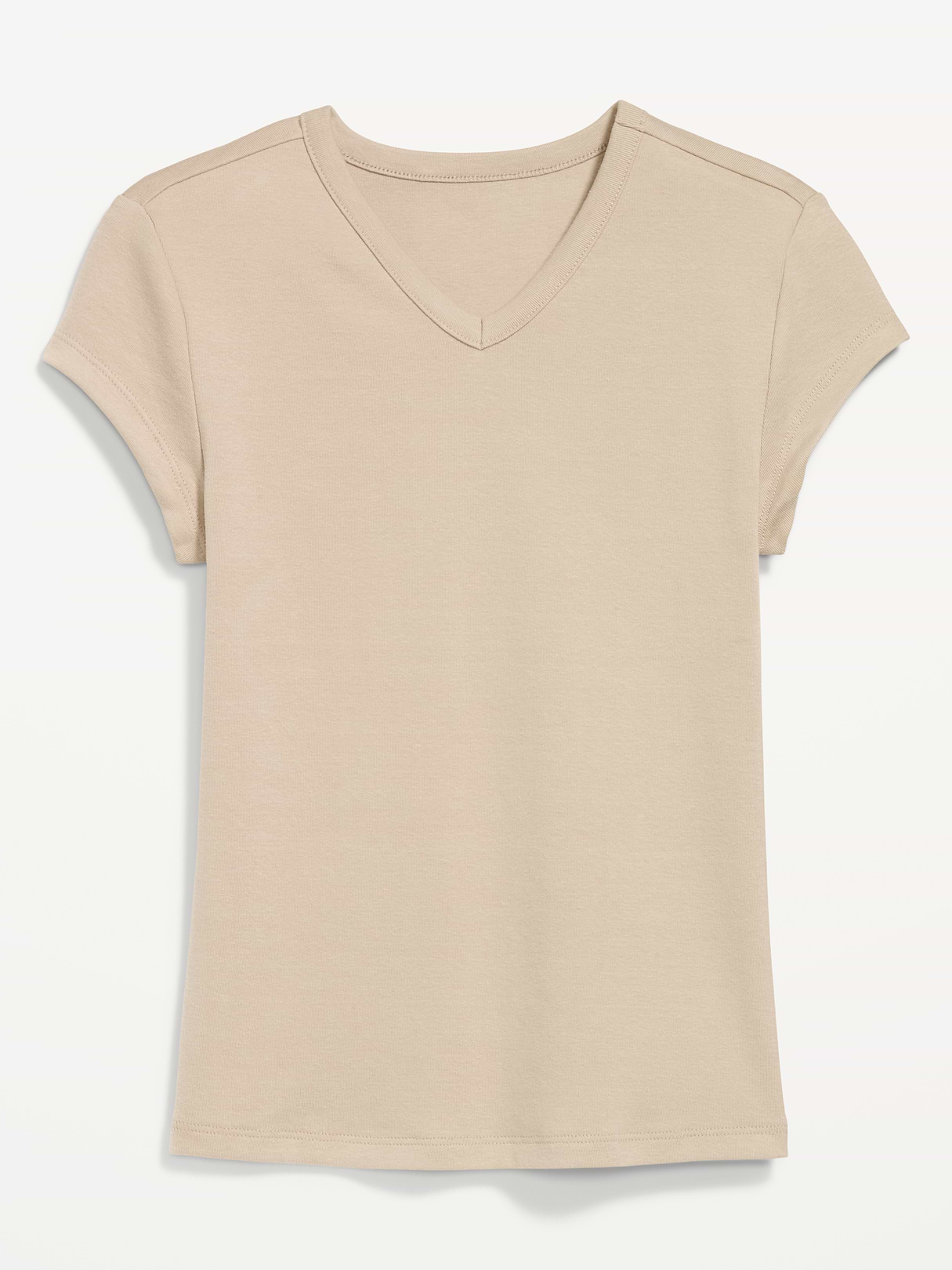 Snug High V-Neck T-Shirt - Mocha Taffy