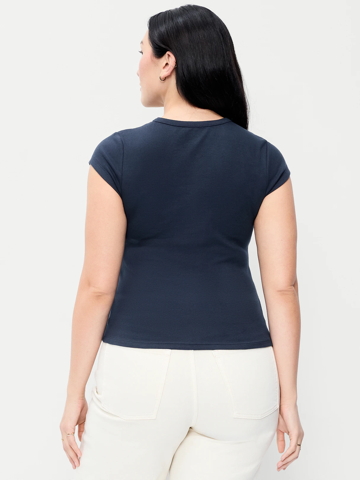 Snug High V-Neck T-Shirt - In the Navy