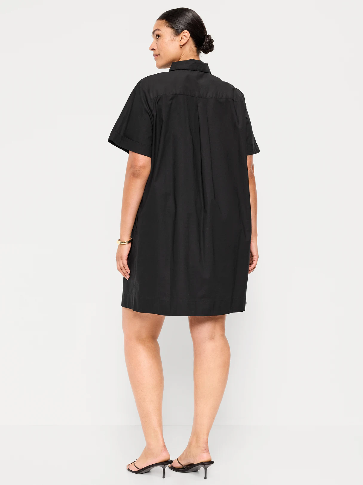 Button-Down Mini Shirt Dress - Black Jack