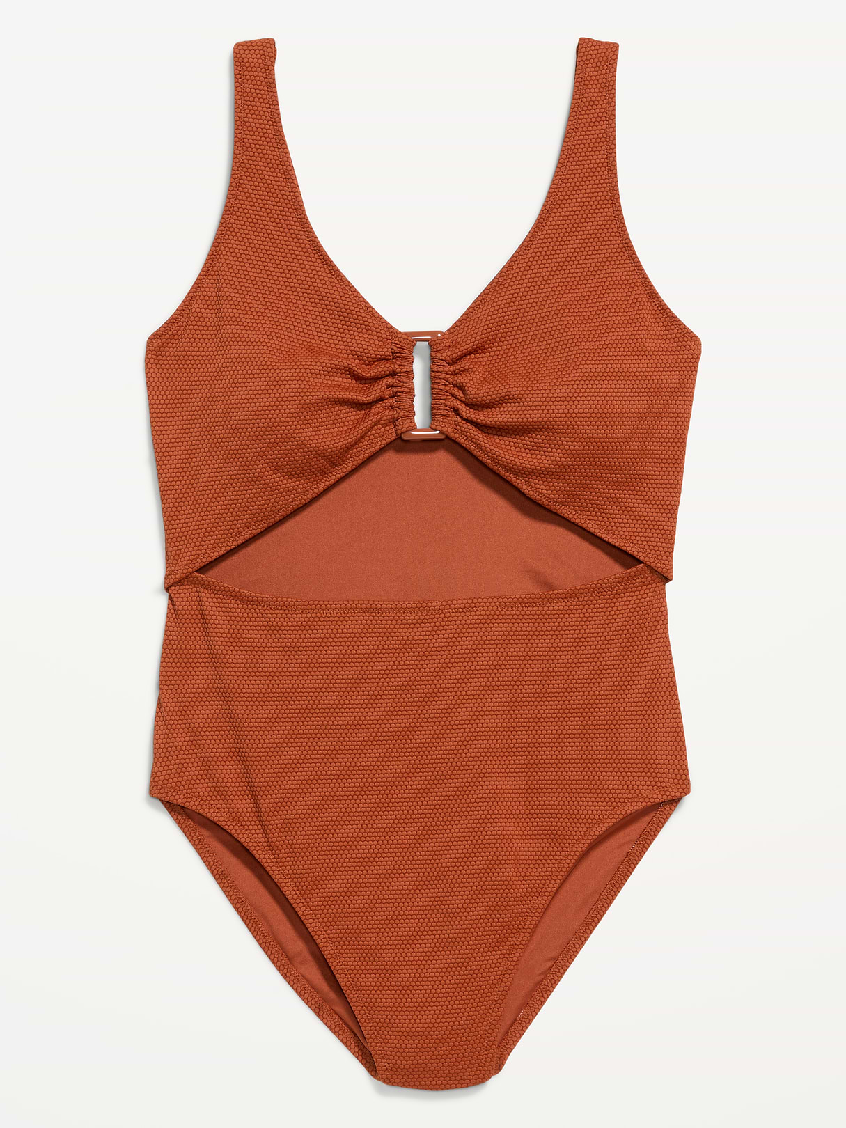 Textured One-Piece Cut-Out Swimsuit - Russet Moon