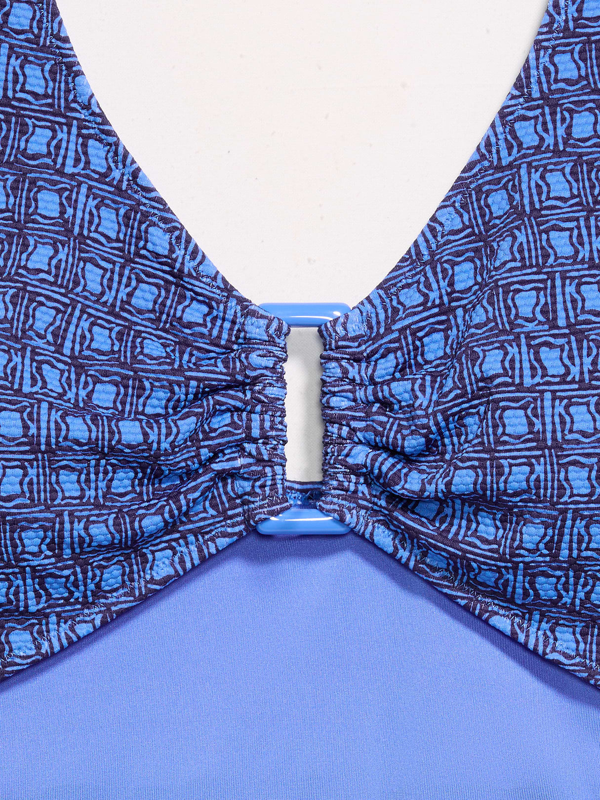 Textured One-Piece Cut-Out Swimsuit - Blue Geometric