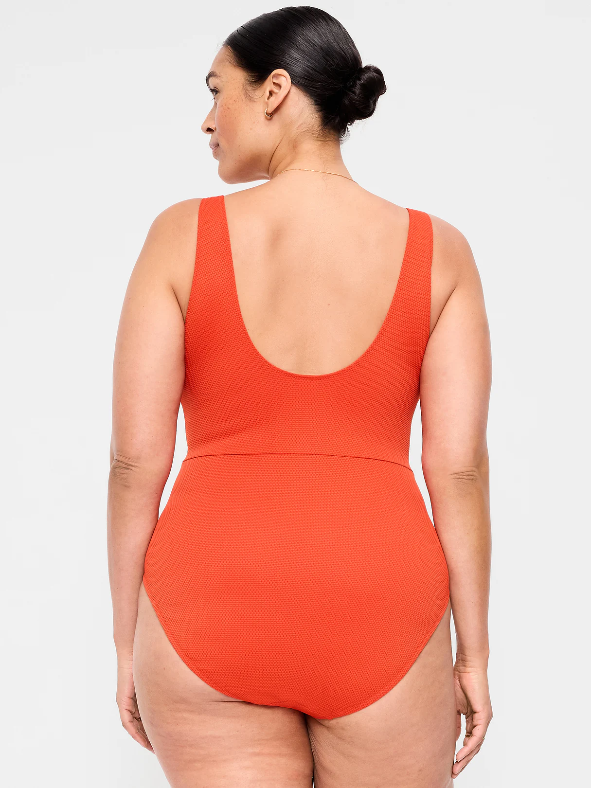 Textured One-Piece Cut-Out Swimsuit - Ornament Orange