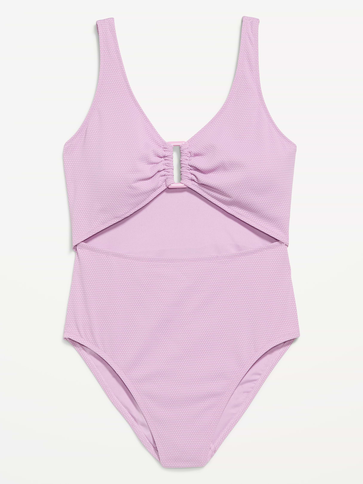 Textured One-Piece Cut-Out Swimsuit - Wild Aster