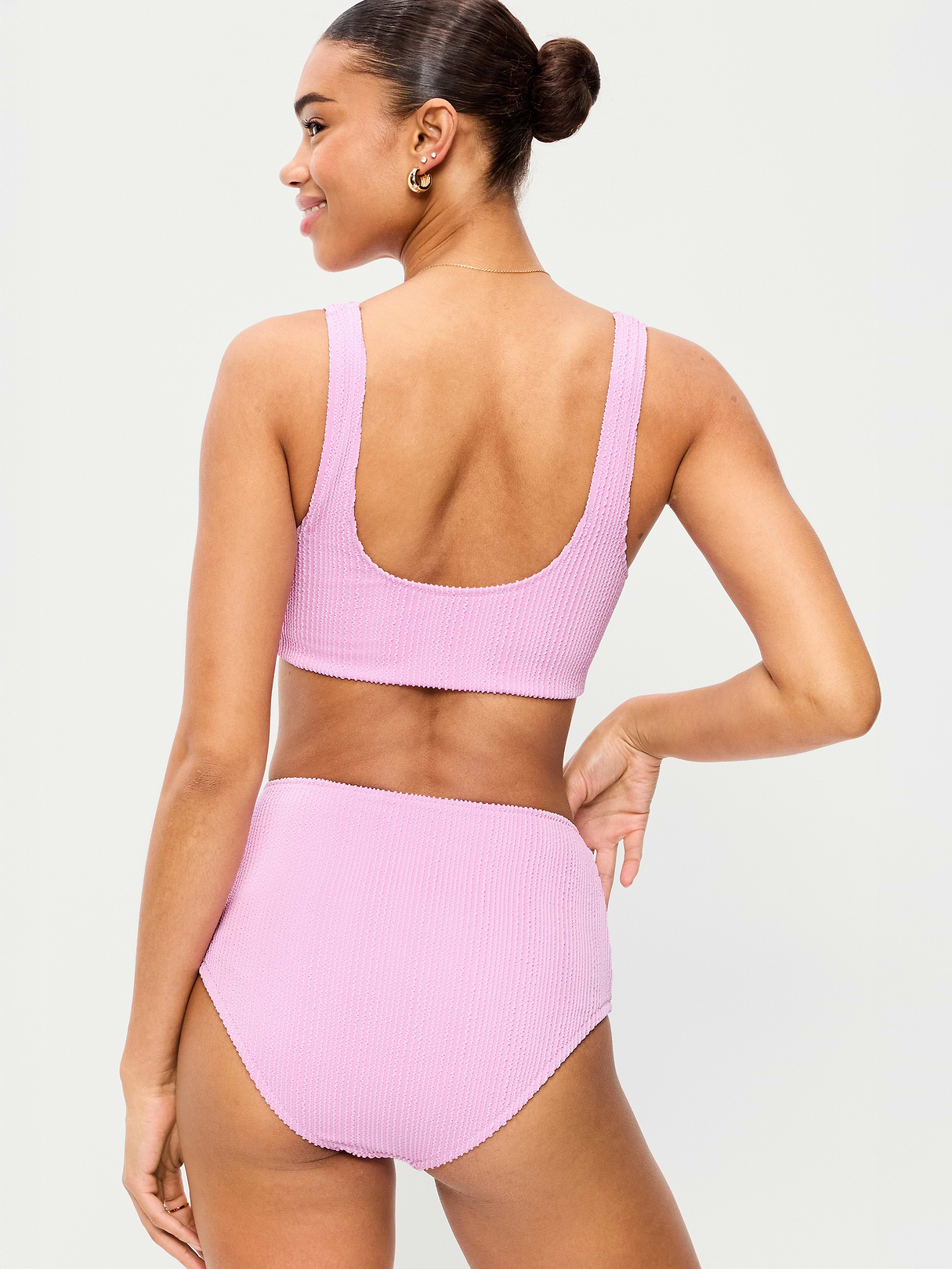 Ribbed Scoop-Neck Swim Top - Wild Aster