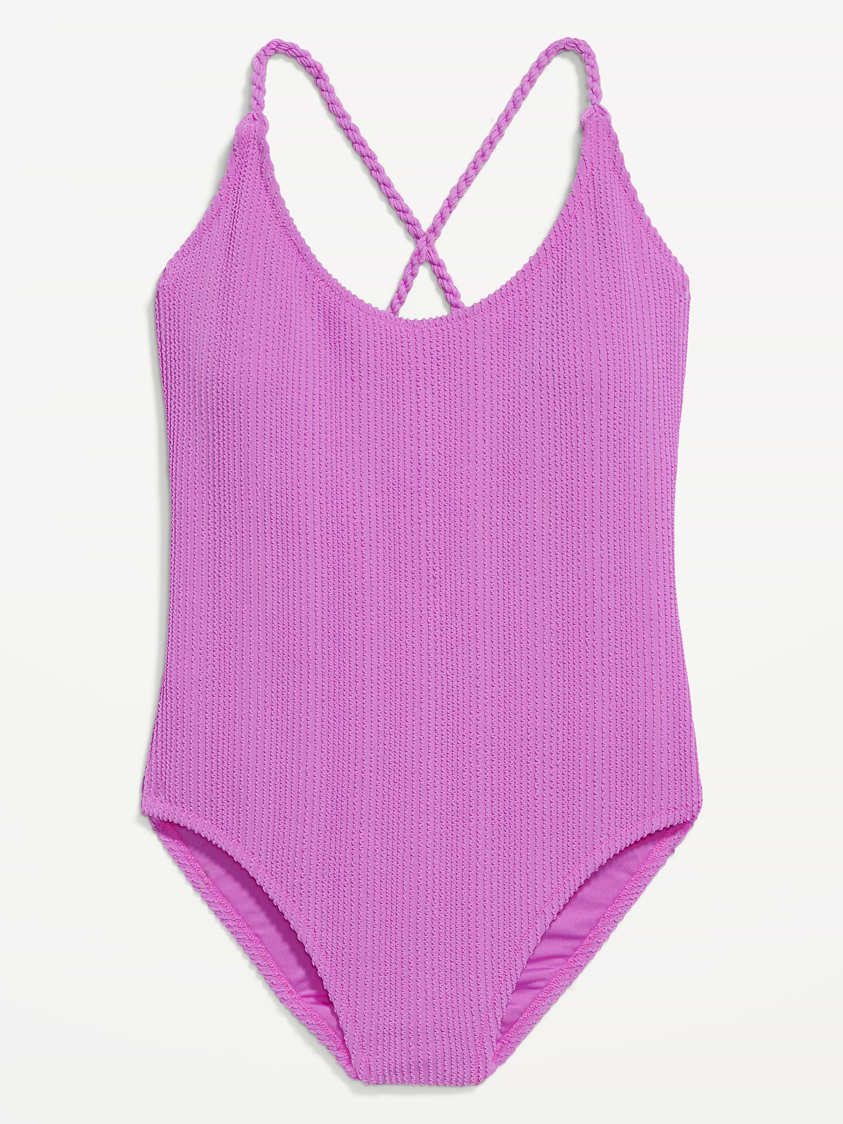 Ribbed Braided-Strap One-Piece Swimsuit - Orchidding Around