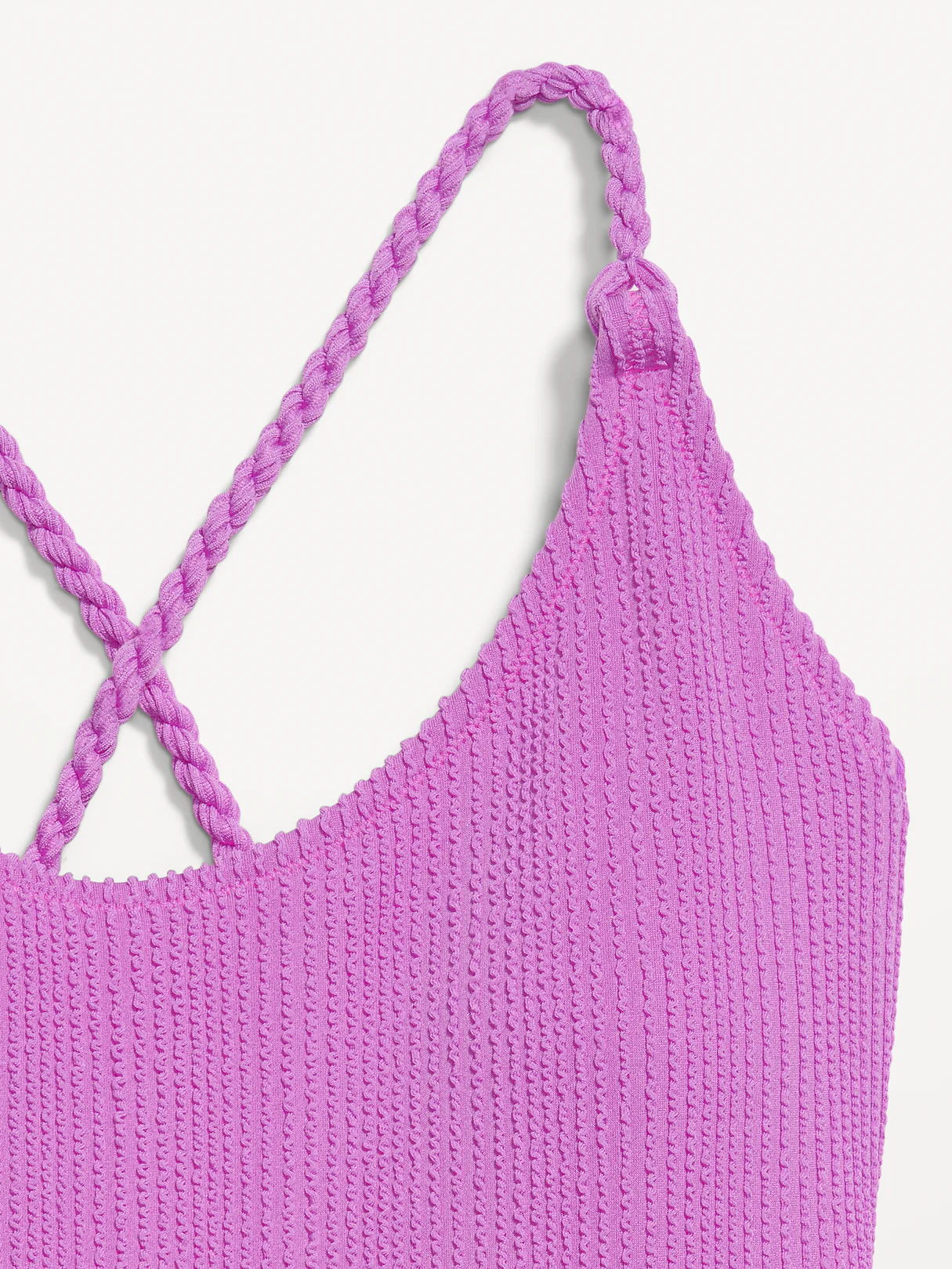 Ribbed Braided-Strap One-Piece Swimsuit - Orchidding Around
