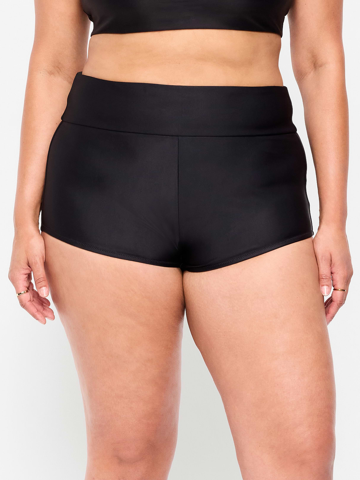 High-Waisted Retro Swim Bottoms - Black Jack