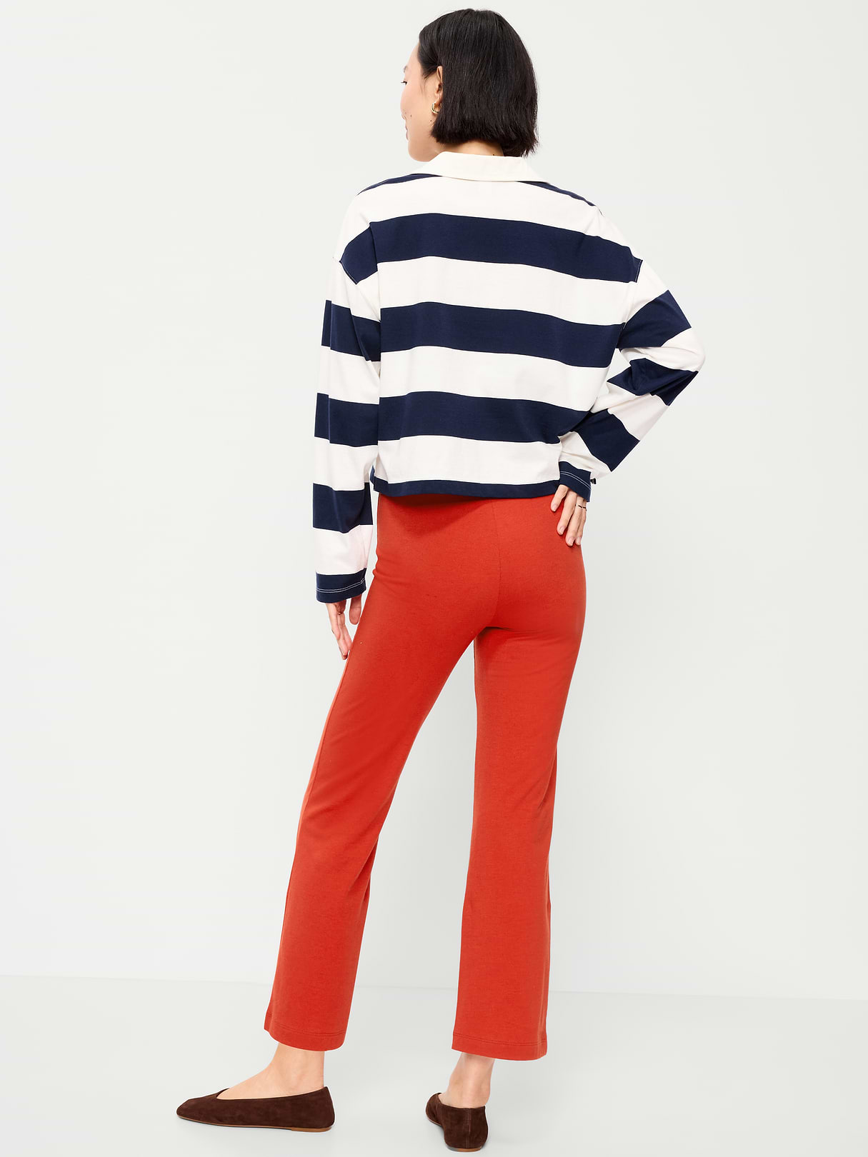 High-Waisted Fashion Kick Flare Leggings - Deep Rose