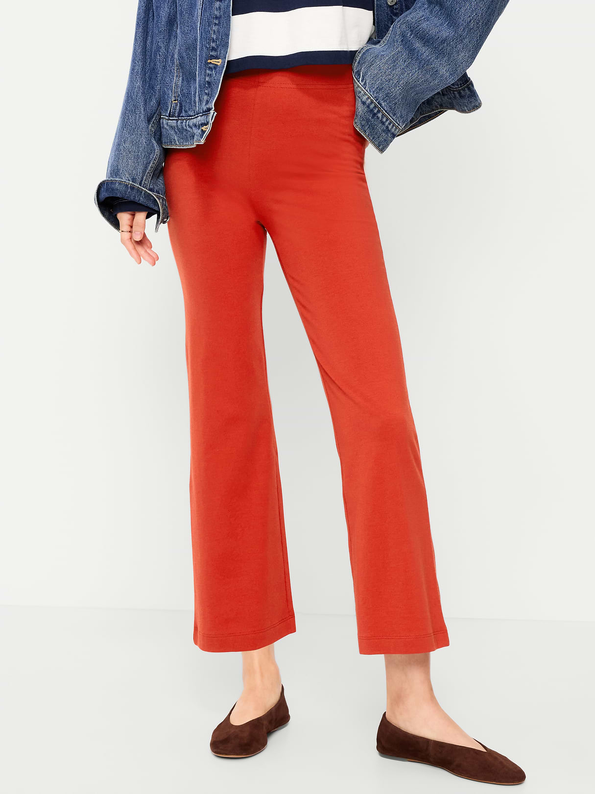 High-Waisted Fashion Kick Flare Leggings - Deep Rose
