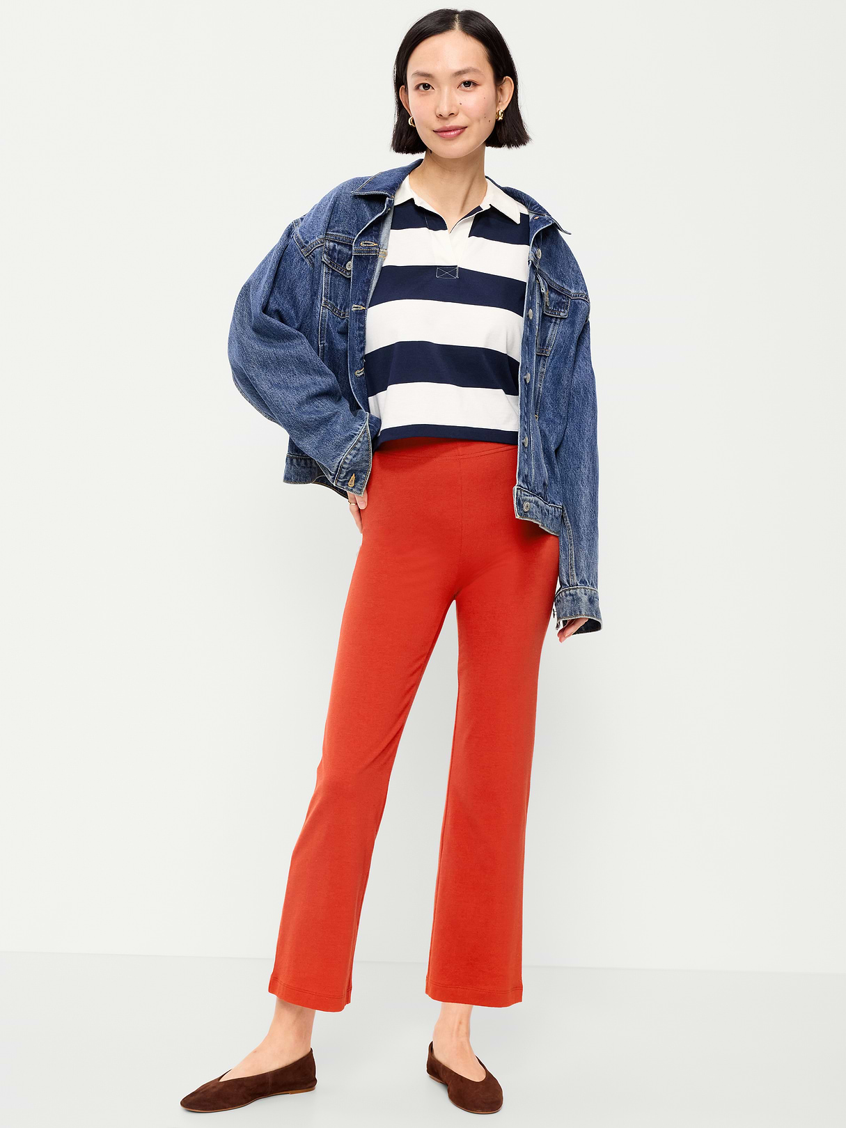 High-Waisted Fashion Kick Flare Leggings - Deep Rose