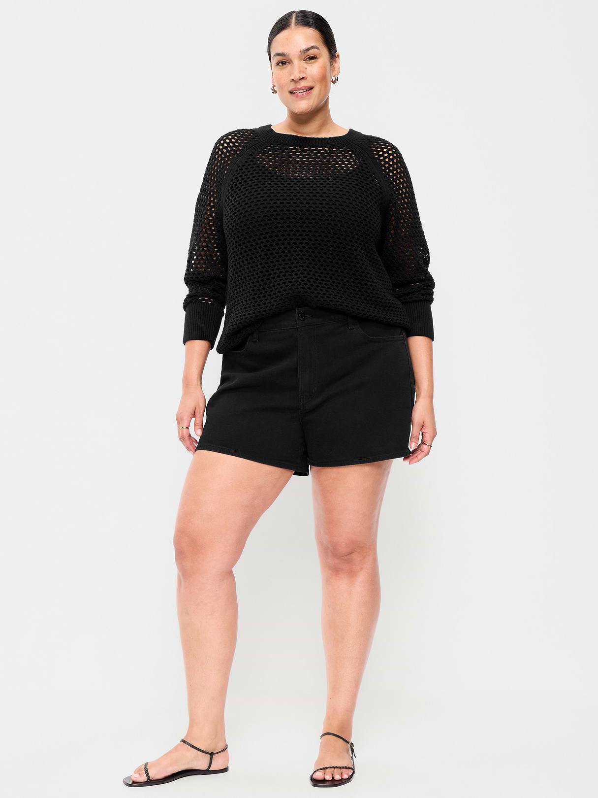 High-Waisted Wow Jean Shorts -- 4-inch inseam - Black Jack