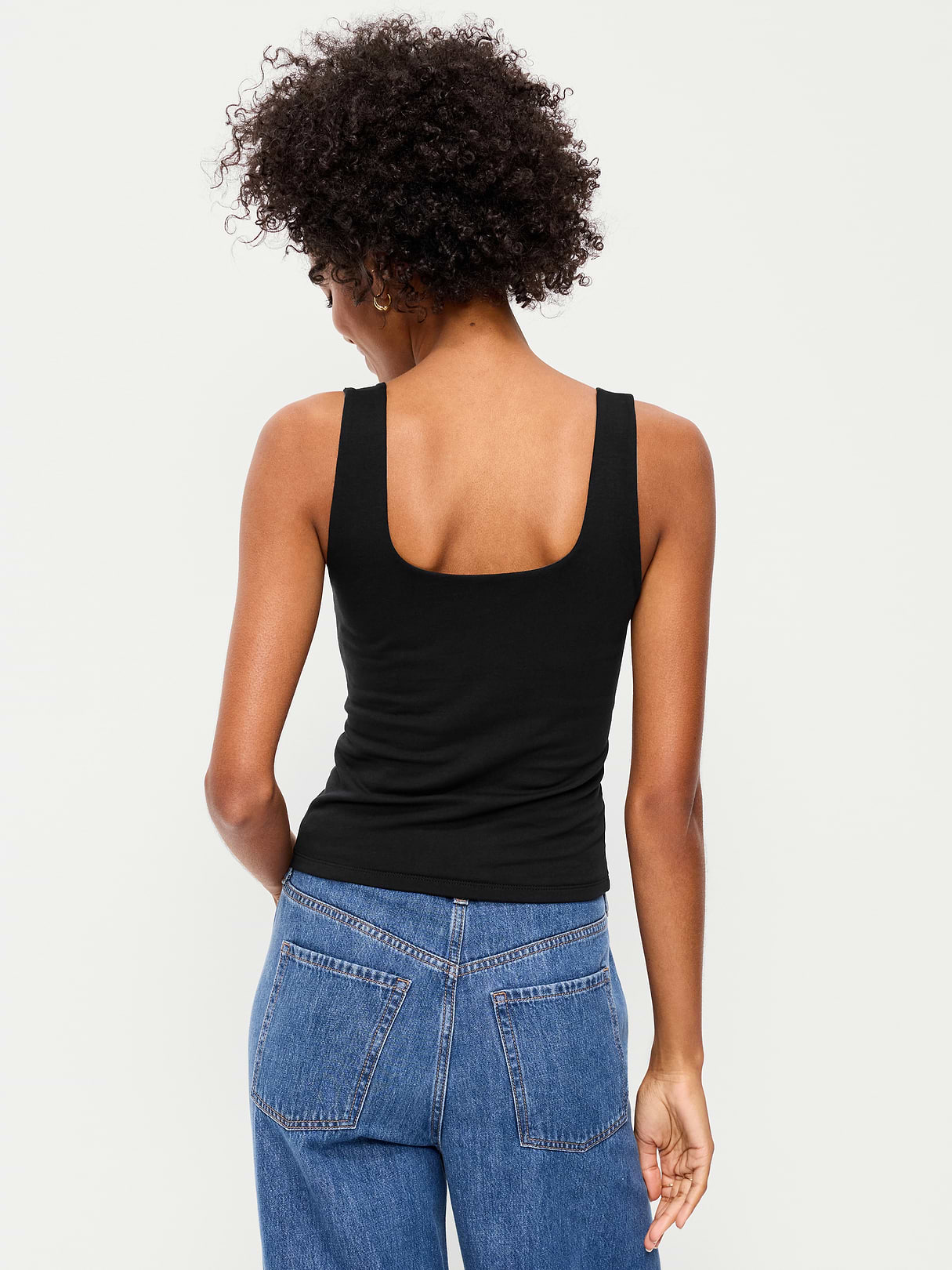 Hug Double-Layer Scoop-Neck Tank Top - Black Jack 3