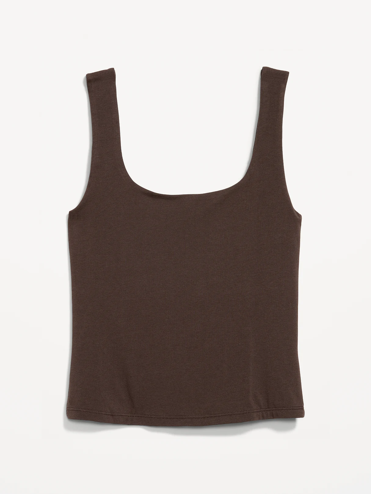 Hug Double-Layer Scoop-Neck Tank Top - Black Coffee