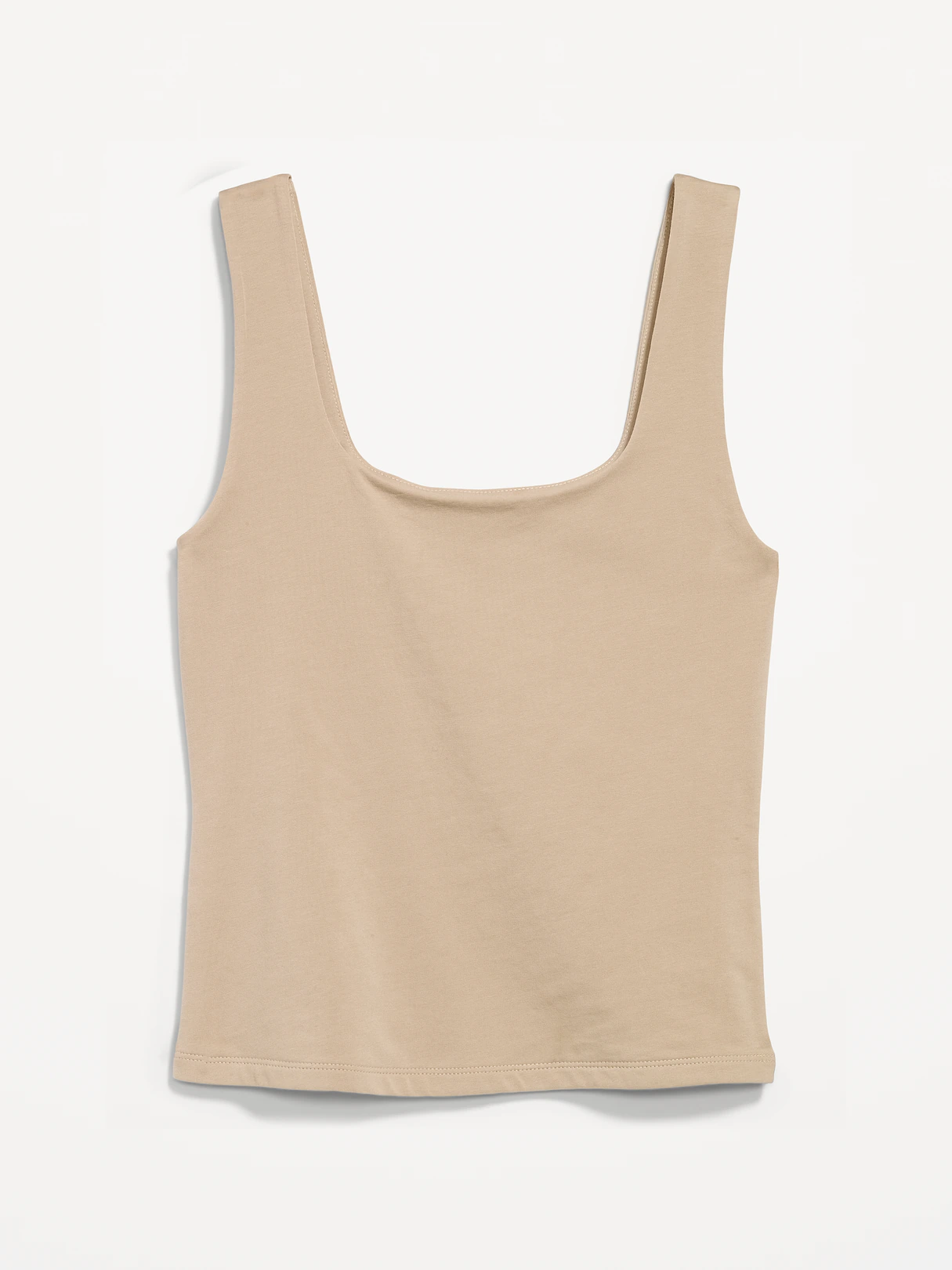 Hug Double-Layer Scoop-Neck Tank Top - Mocha Taffy