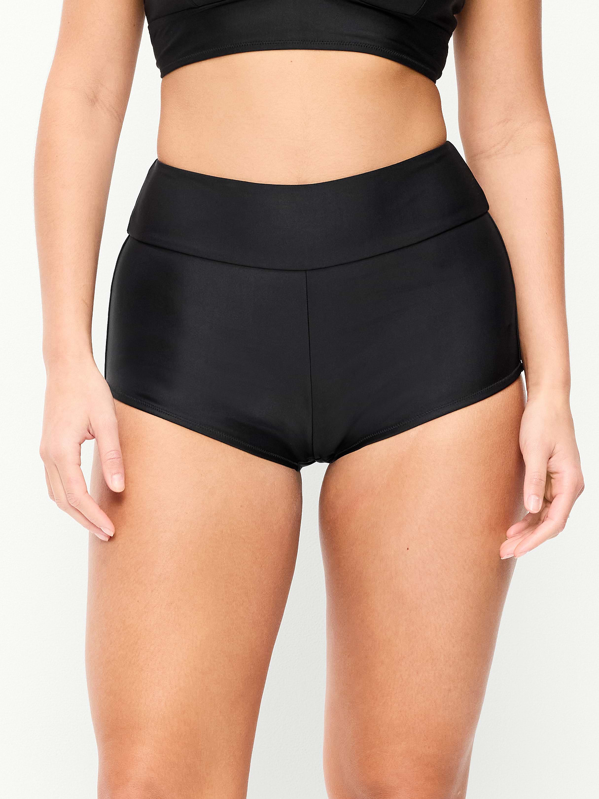 High-Waisted Retro Swim Bottoms - Black Jack