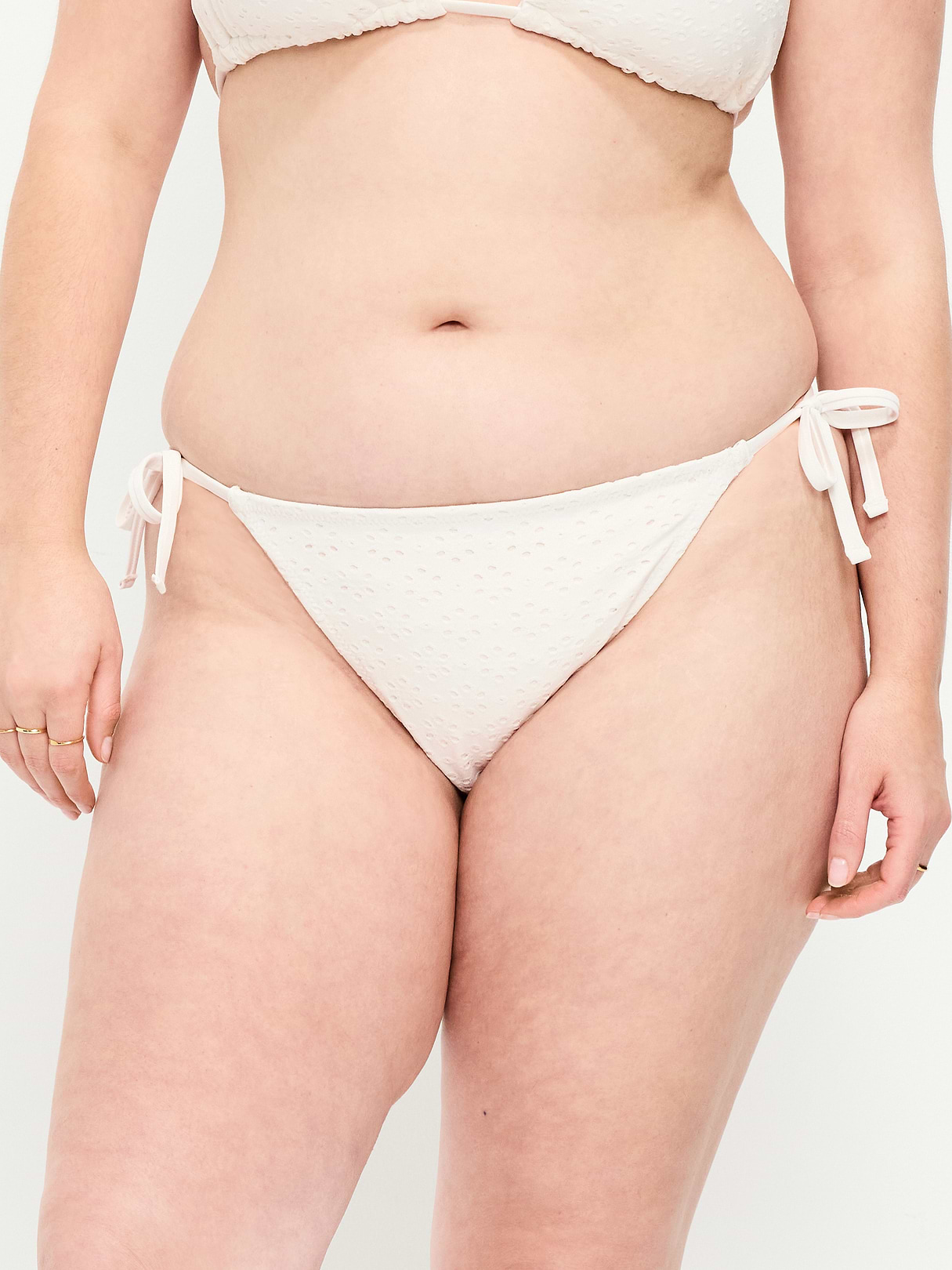 Eyelet String Bikini Swim Bottoms - Sea Salt