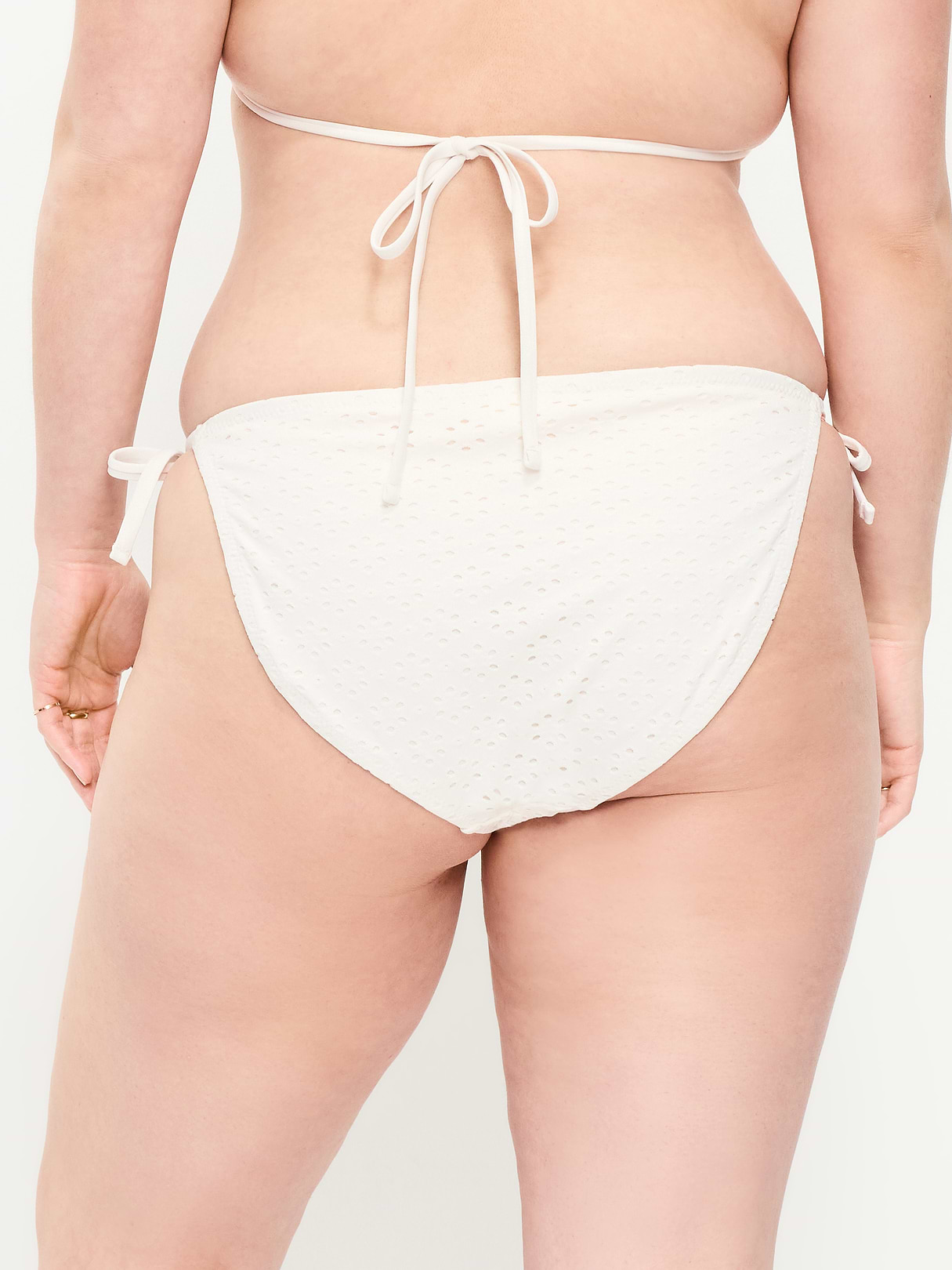 Eyelet String Bikini Swim Bottoms - Sea Salt