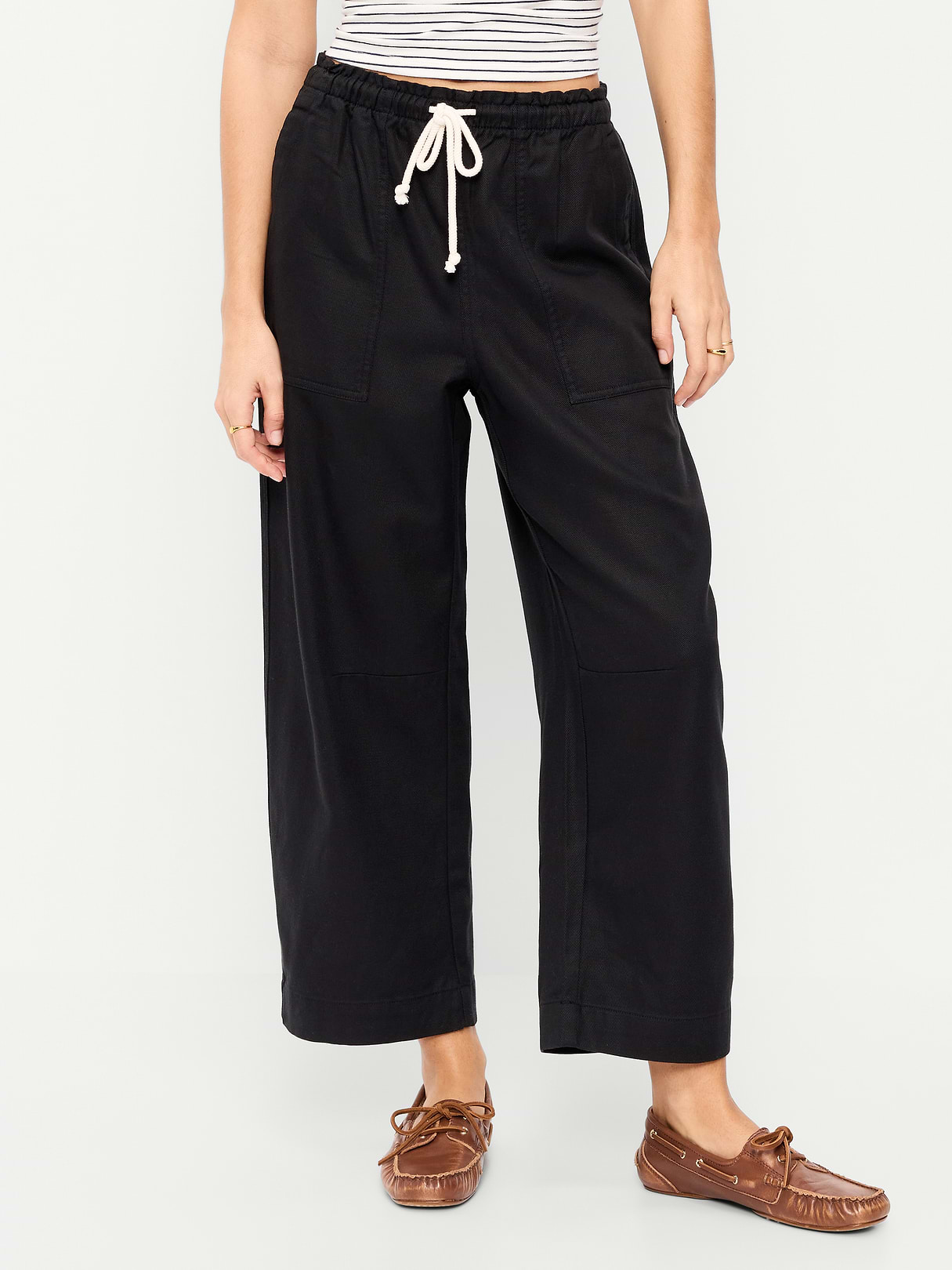 High-Waisted Utility Ankle Pants - Black Jack
