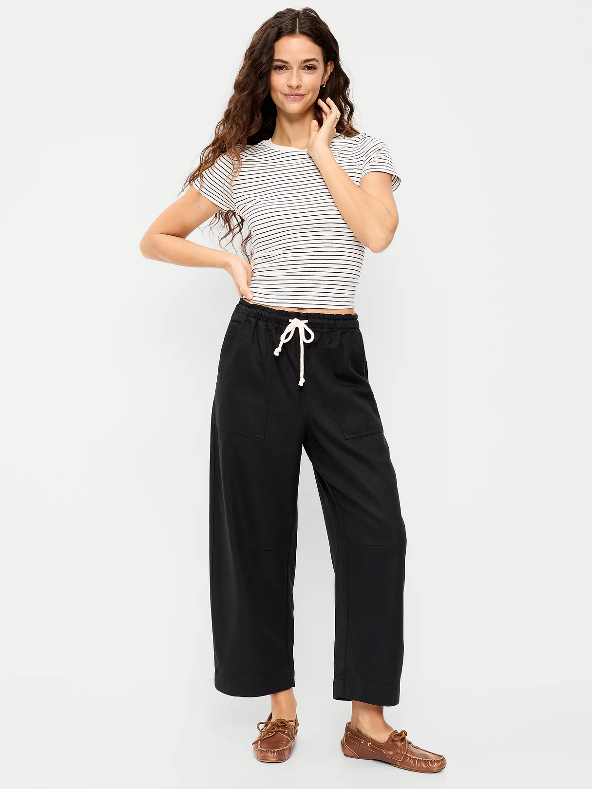 High-Waisted Utility Ankle Pants - Black Jack