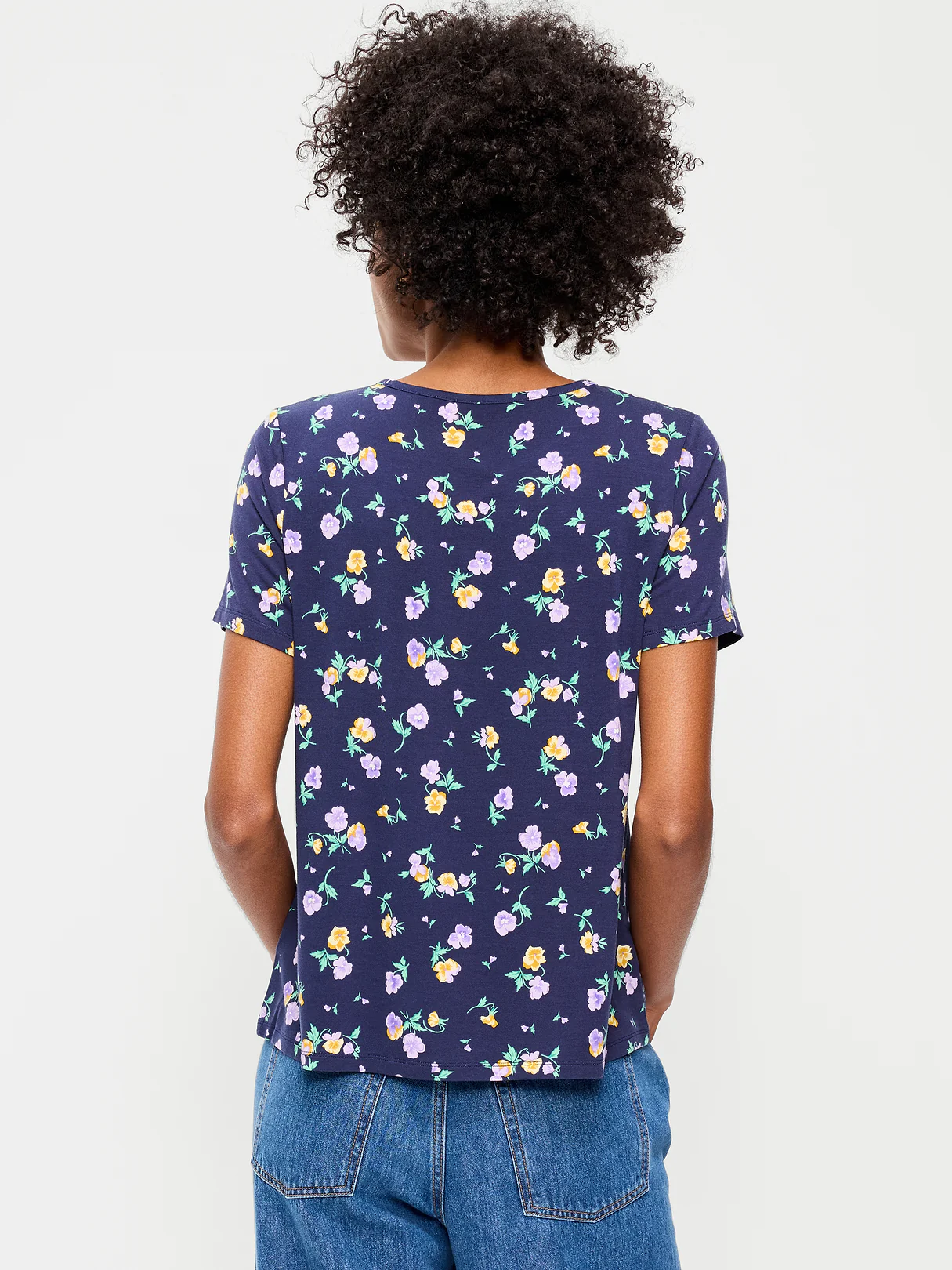 Luxe Crew-Neck T-Shirt - Blue Floral